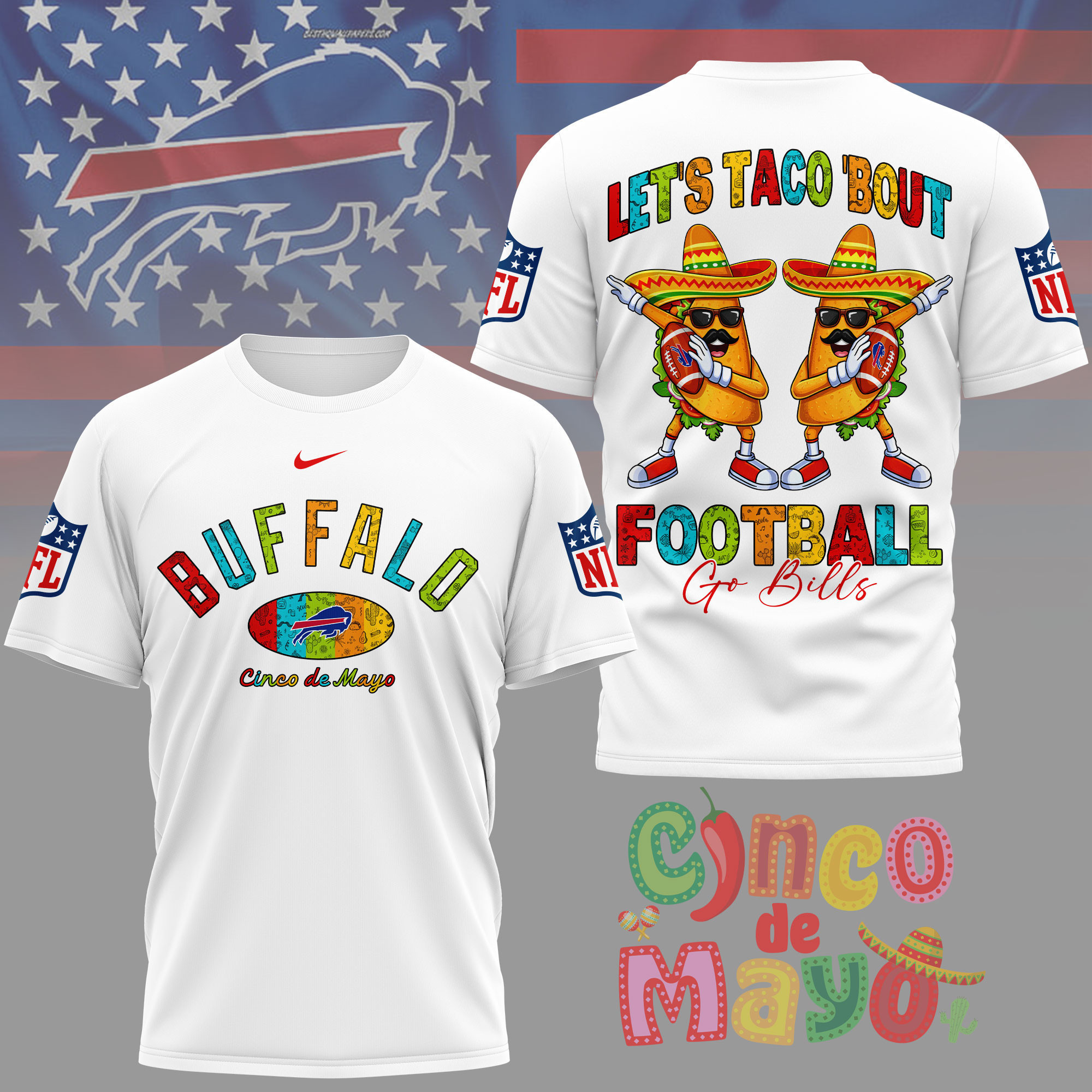 Buffalo Bills | Premium NFL Taco Cinco de Mayo 3D Shirt NY