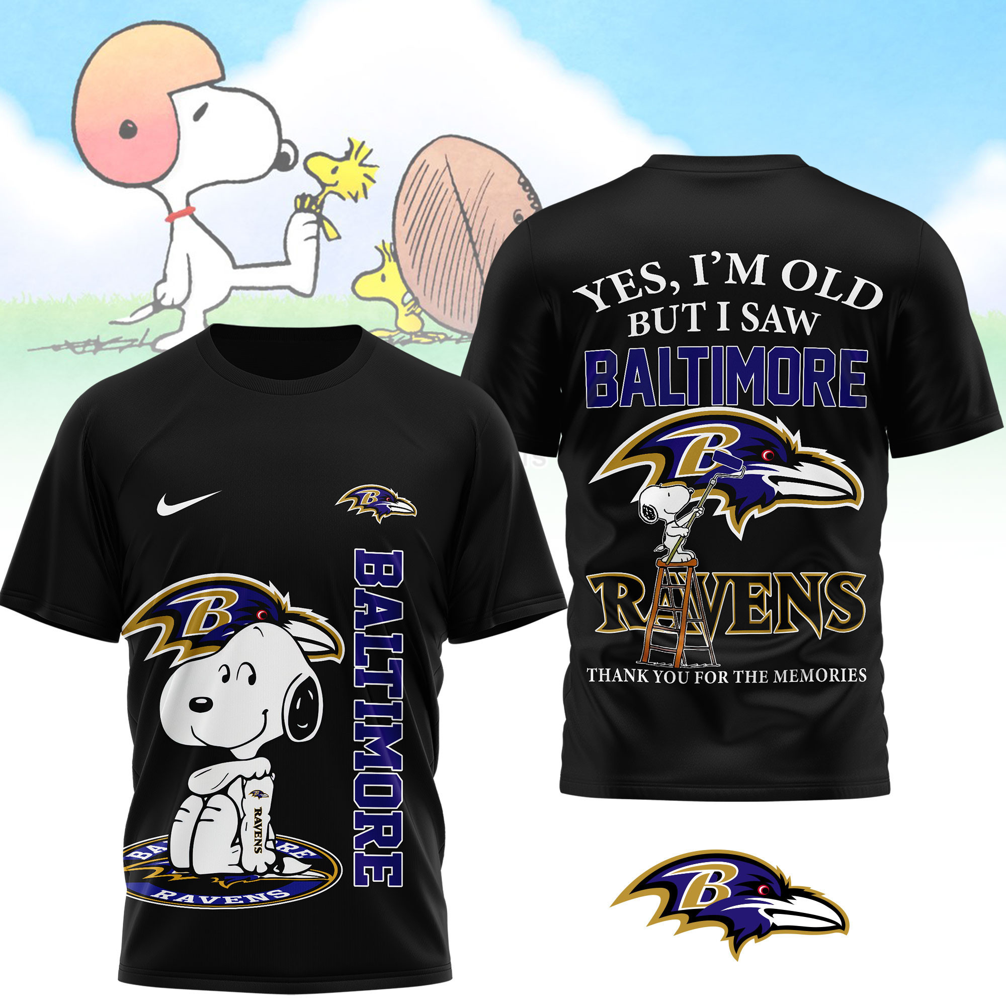 Baltimore Ravens | Premium NFL Snoopy Graphic 3D T-Shirt NTH1