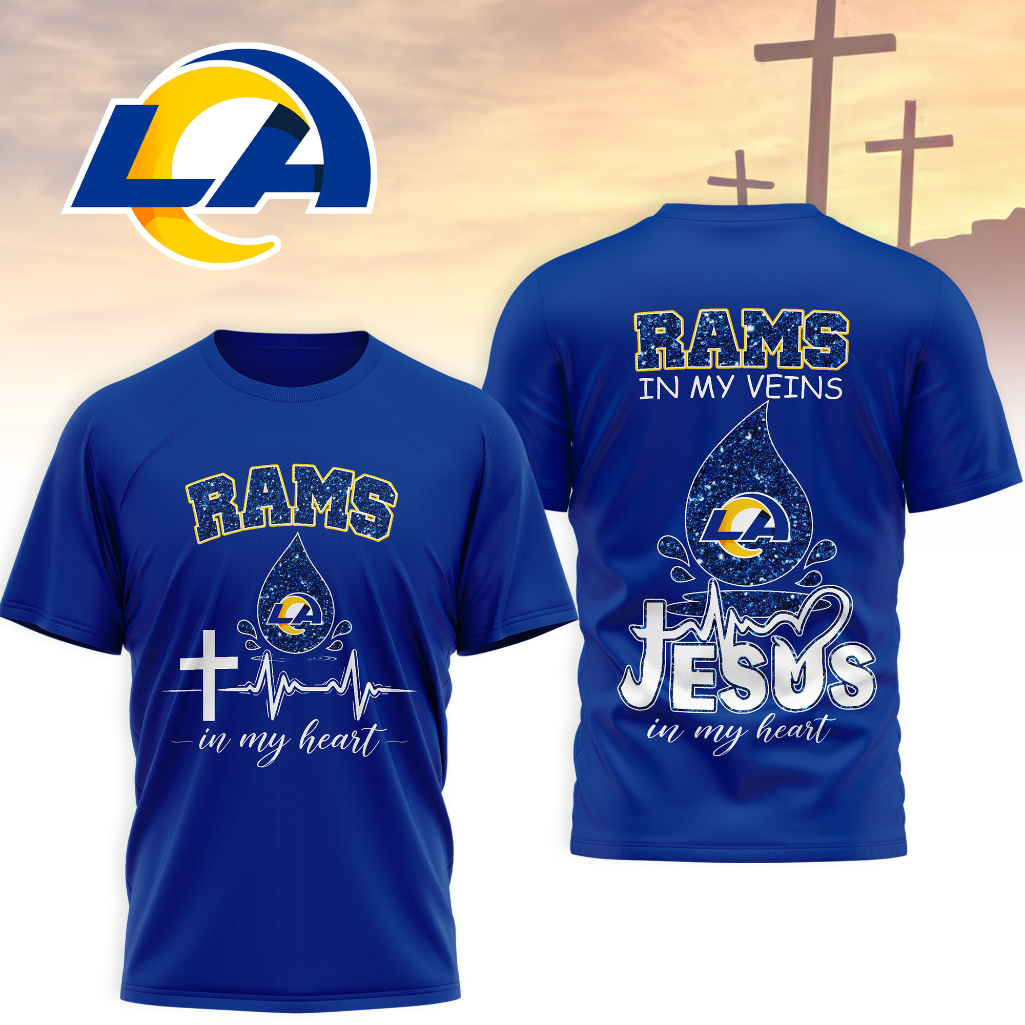 Los Angeles Rams | Premium NFL Jesus In My Heart 3D Shirt NTH1