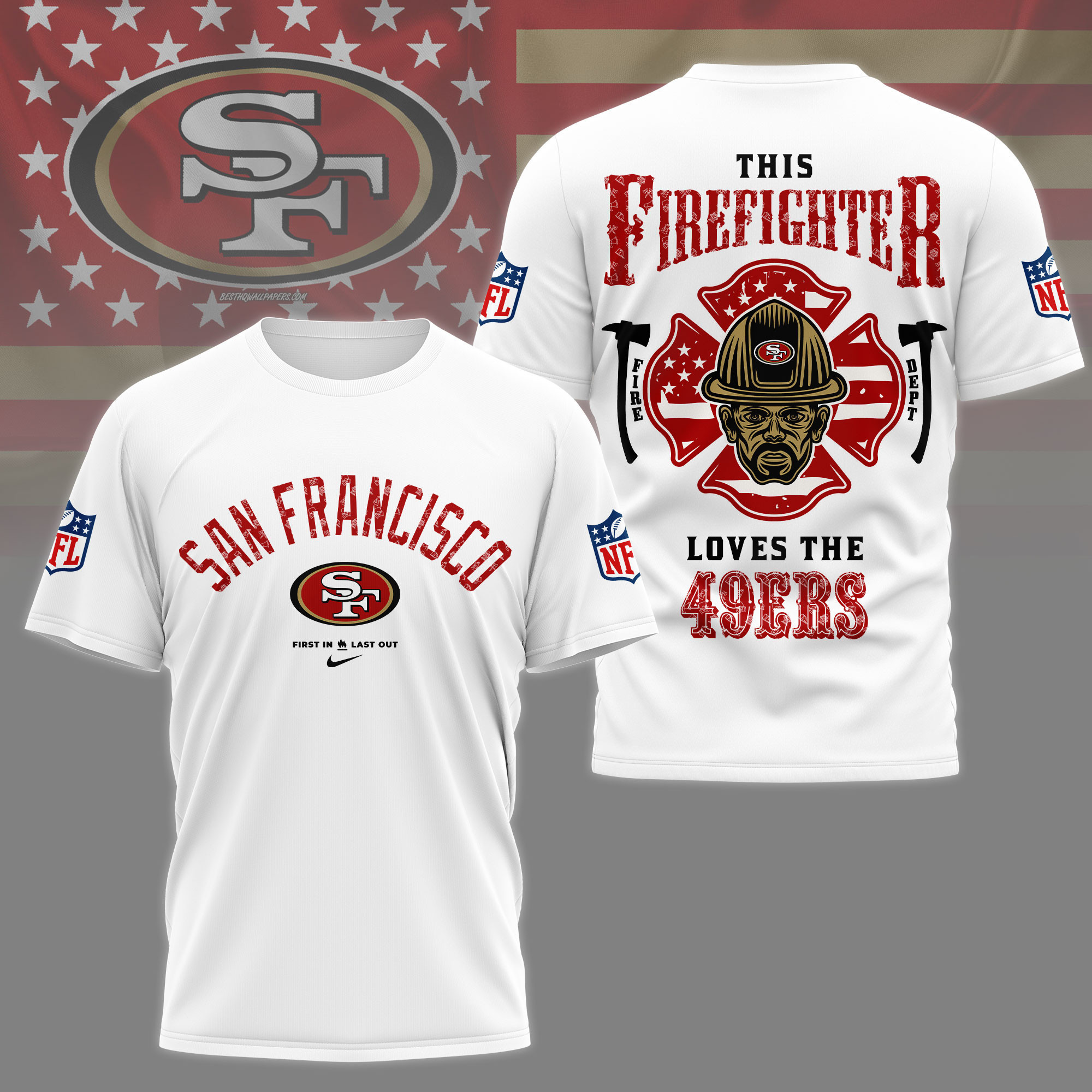 San Francisco 49ers | Premium NFL Firefighter Tribute 3D Shirt NY
