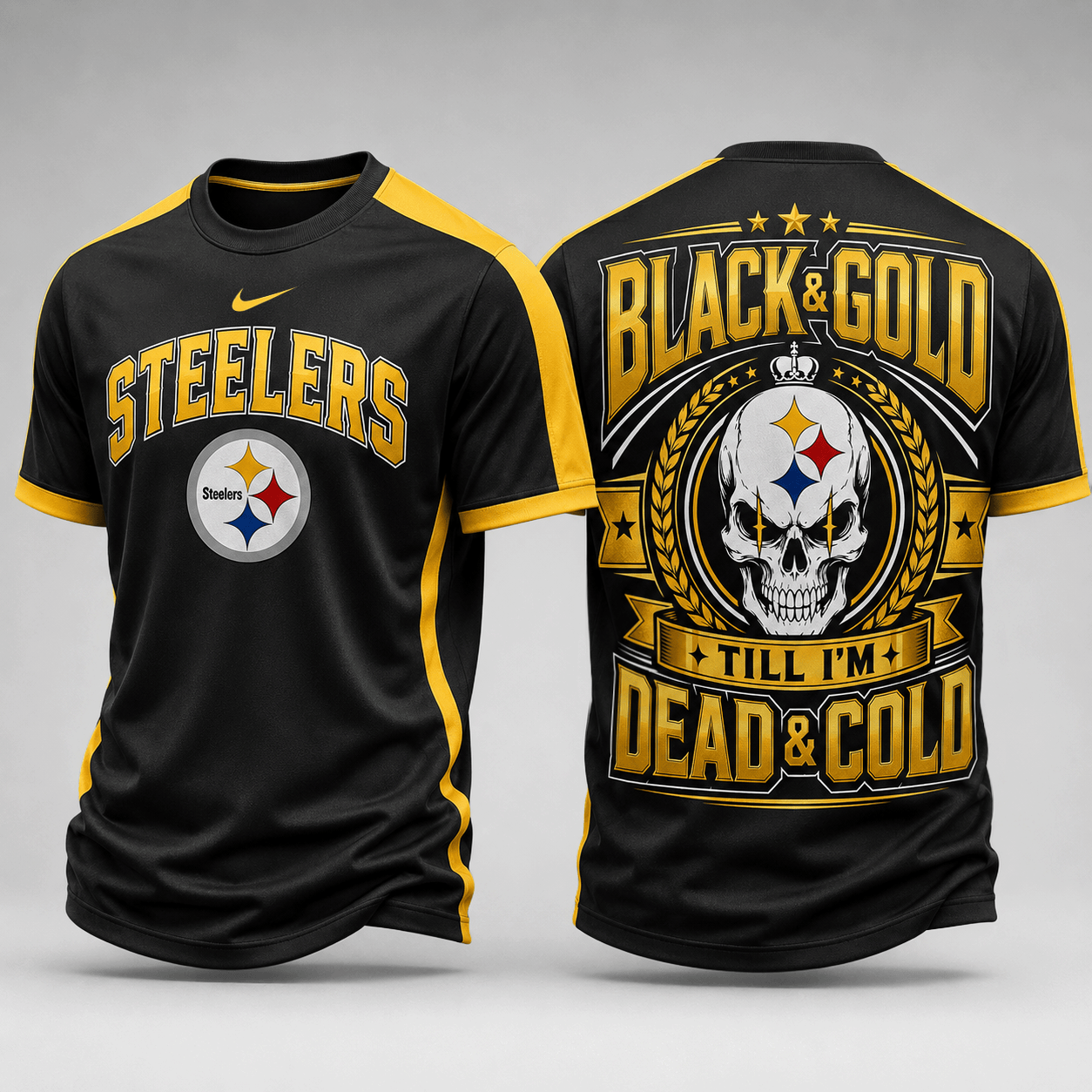 Pittsburgh Steelers | Premium NFL Till I’m Dead Forever Skull Fan Pride 3D Shirt TD