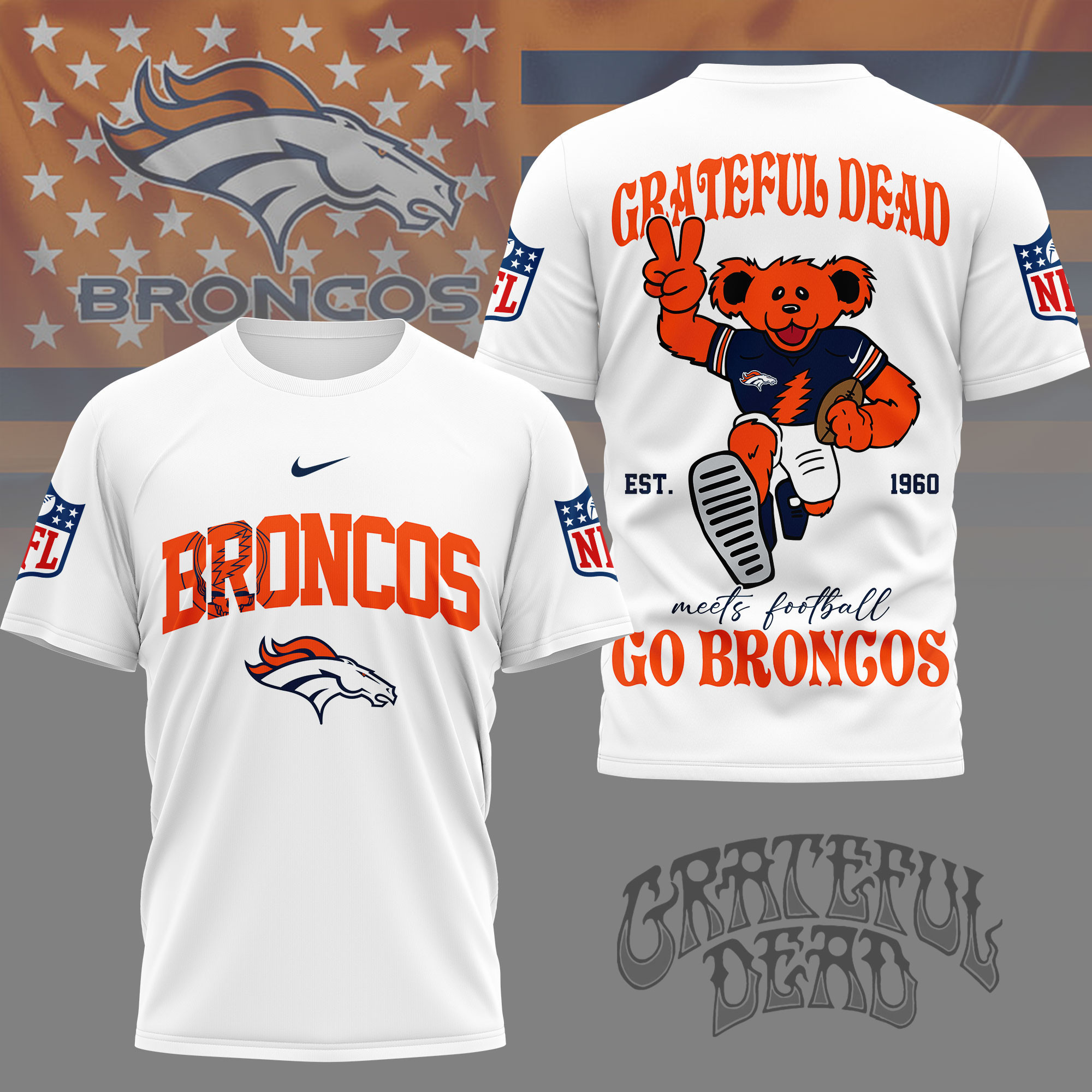 Denver Broncos | Premium NFL Retro Bear 3D Shirt NY