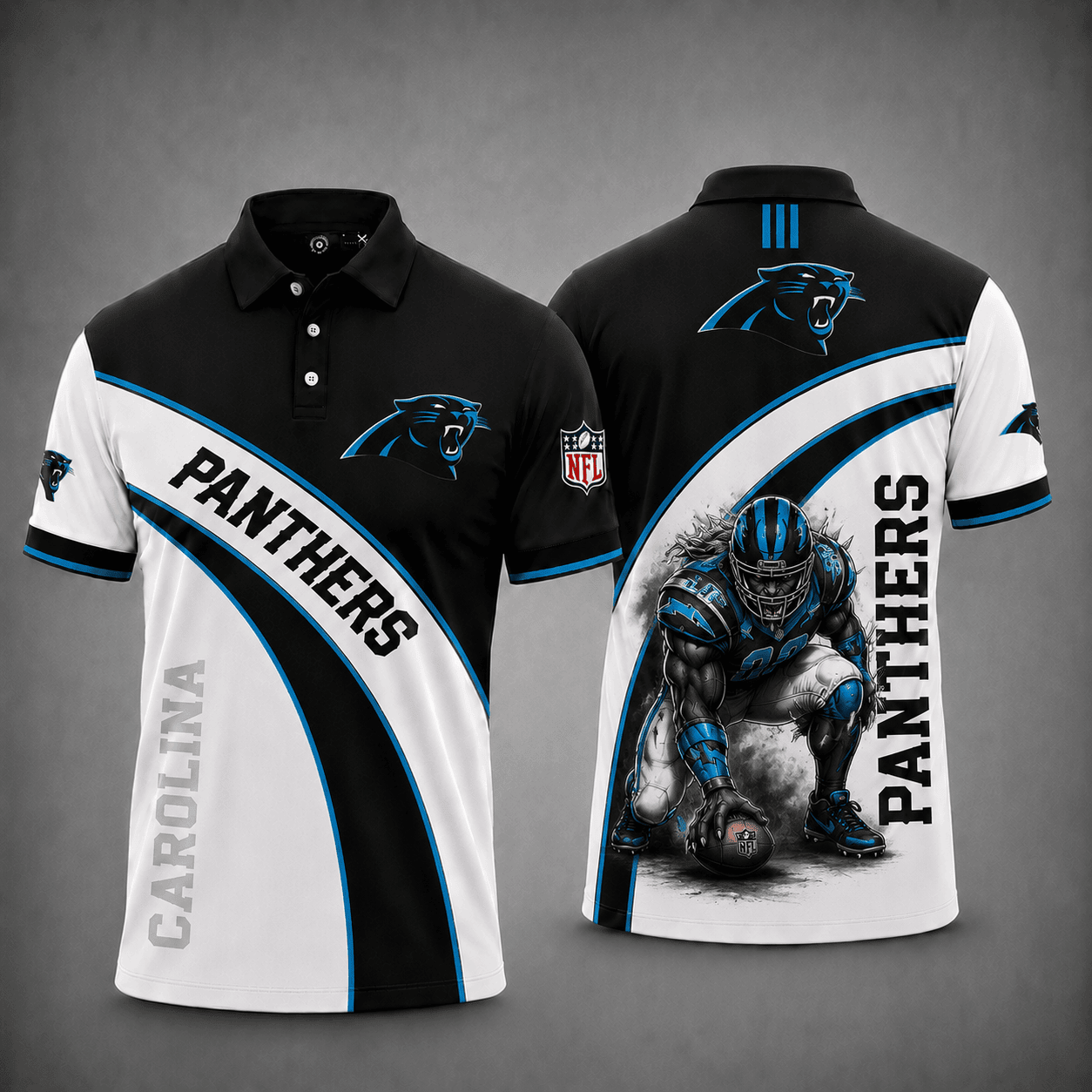 Carolina Panthers | Premium NFL Fierce Football Mascot Polo NY