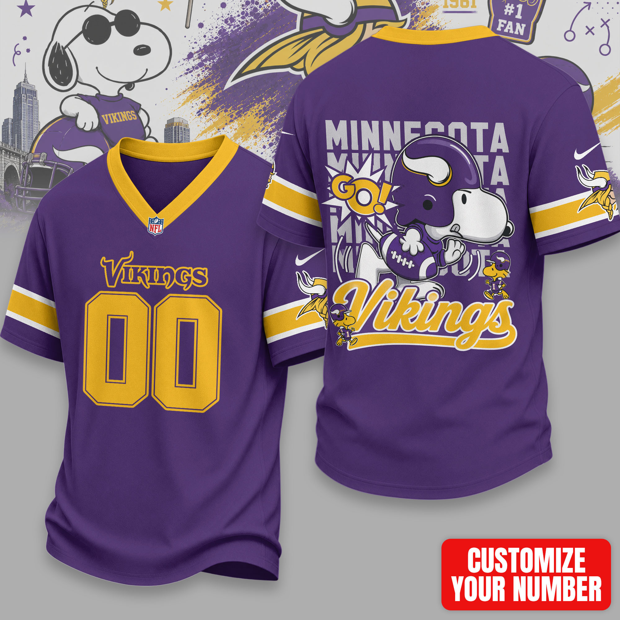 Minnesota Vikings | Premium Sunday Huddle Custom Number Jersey NTH1