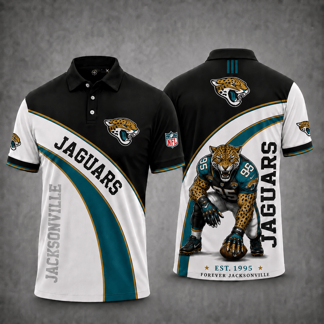 Jacksonville Jaguars | Premium NFL Fierce Football Mascot Polo NY