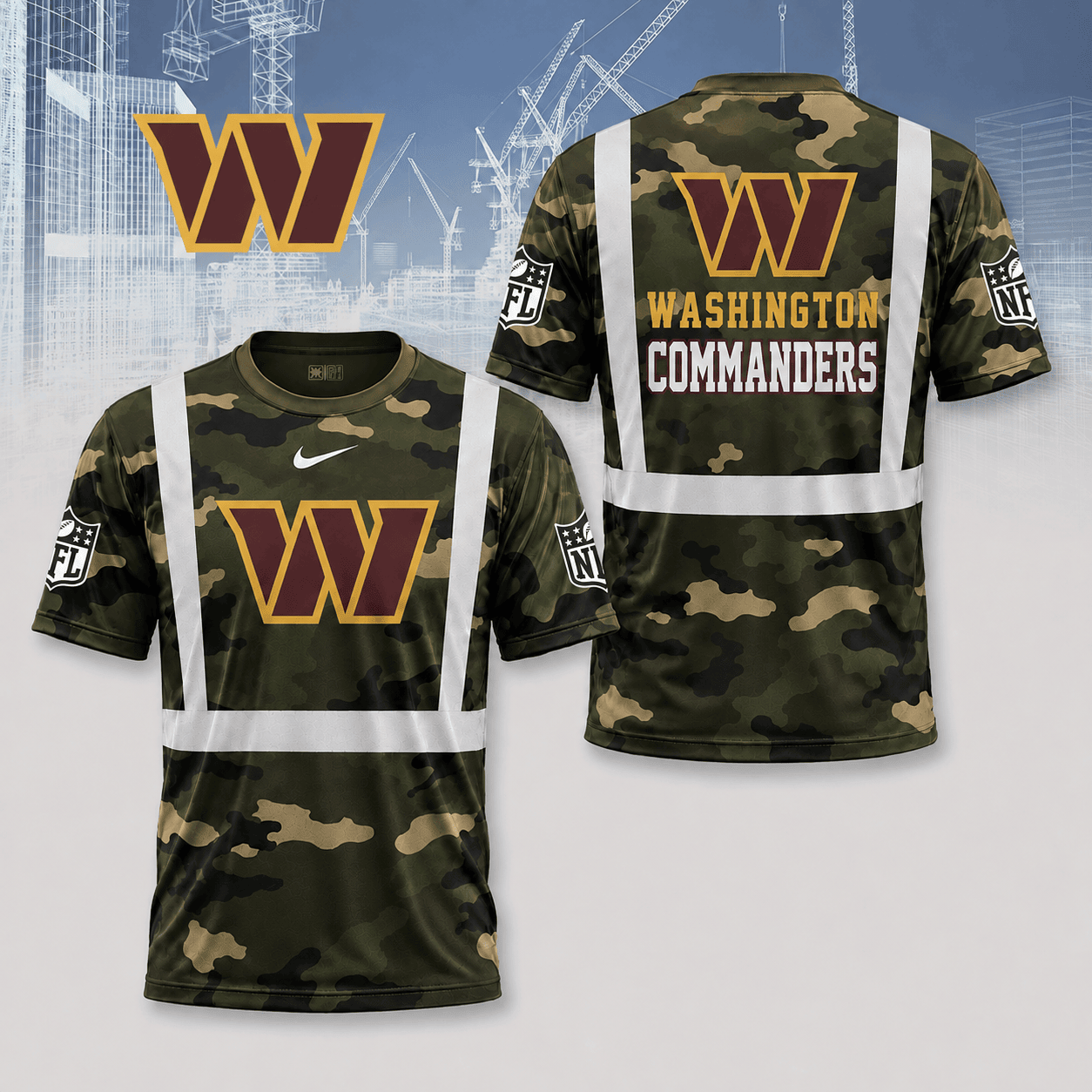 Washington Commanders | Premium NFL Army Camo Hi-Vis 3D Shirt NY