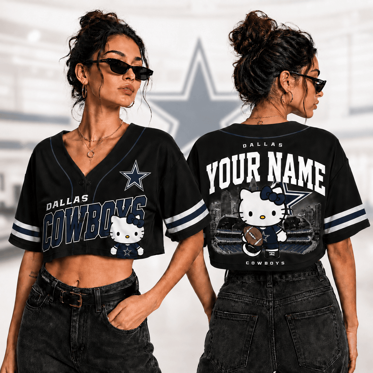 Dallas Cowboys | Premium NFL Personalized Hello Kitty Croptop Jersey NNK