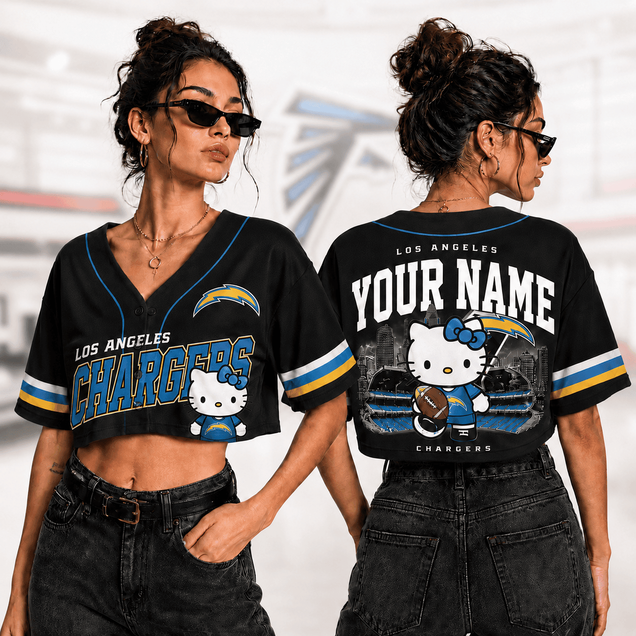 Los Angeles Chargers | Premium NFL Personalized Hello Kitty Croptop Jersey NNK