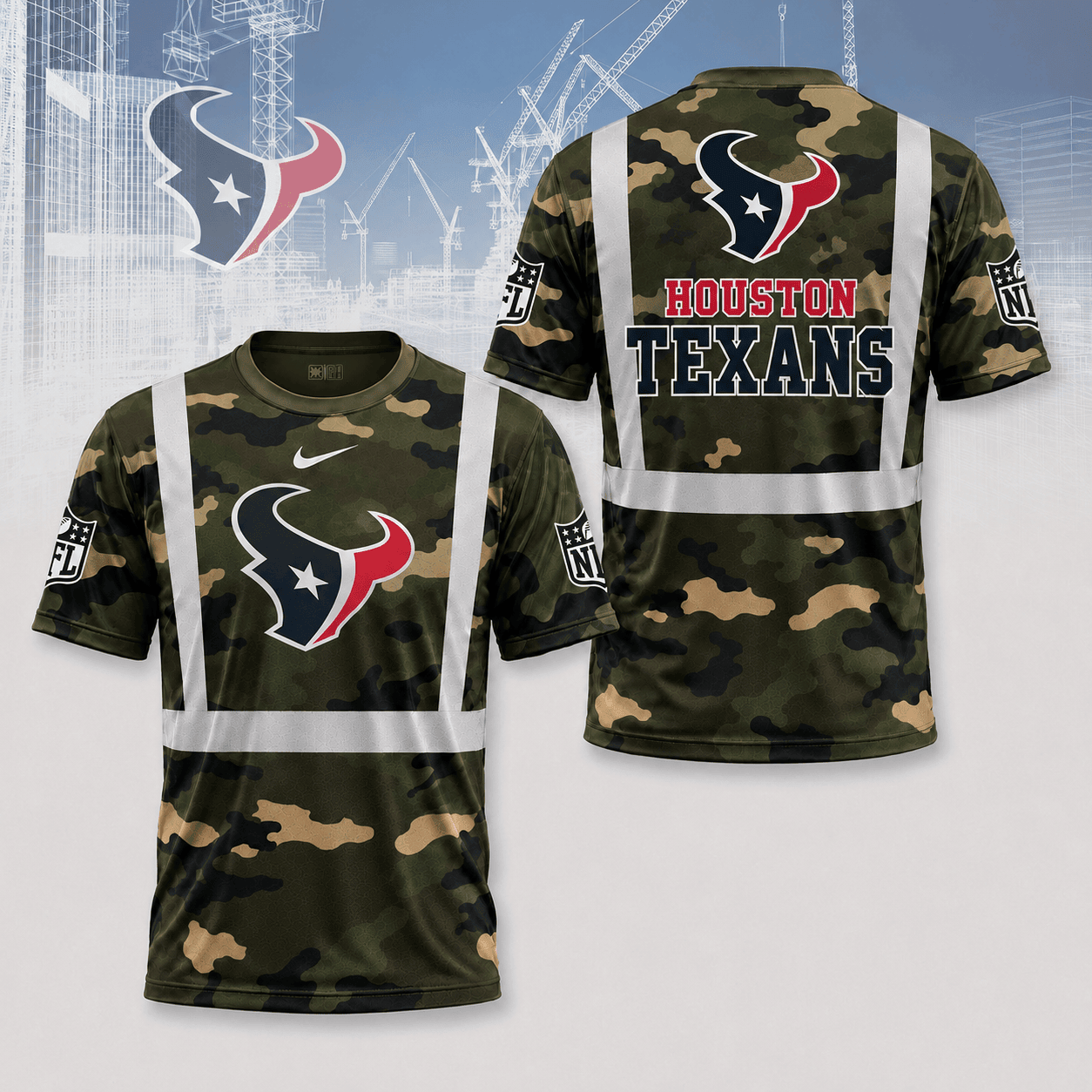 Houston Texans | Premium NFL Army Camo Hi-Vis 3D Shirt NY