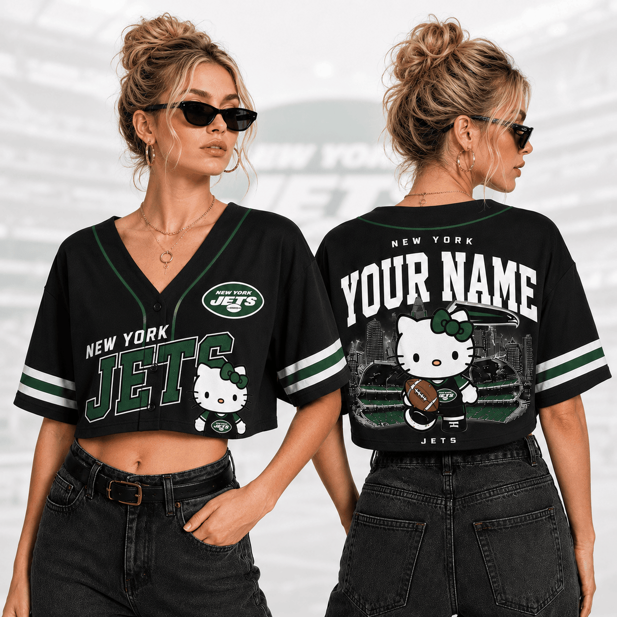 New York Jets | Premium NFL Personalized Hello Kitty Croptop Jersey NNK