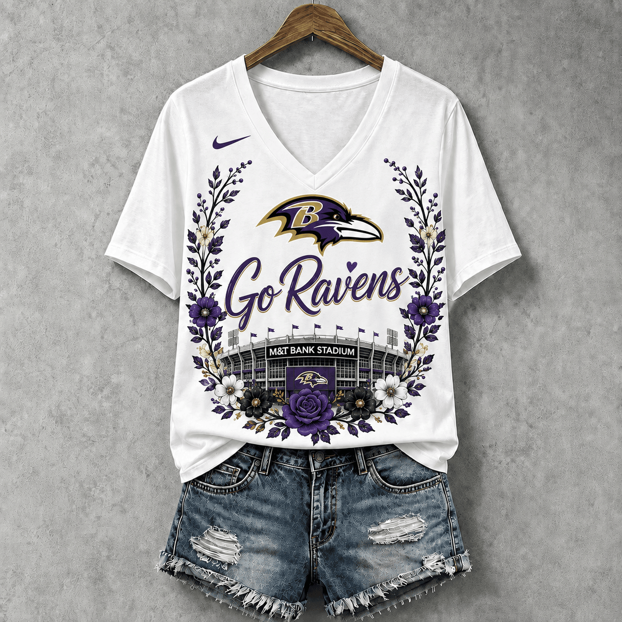 Baltimore Ravens | Premium NFL Floral Stadium Football Fan V-neck NY