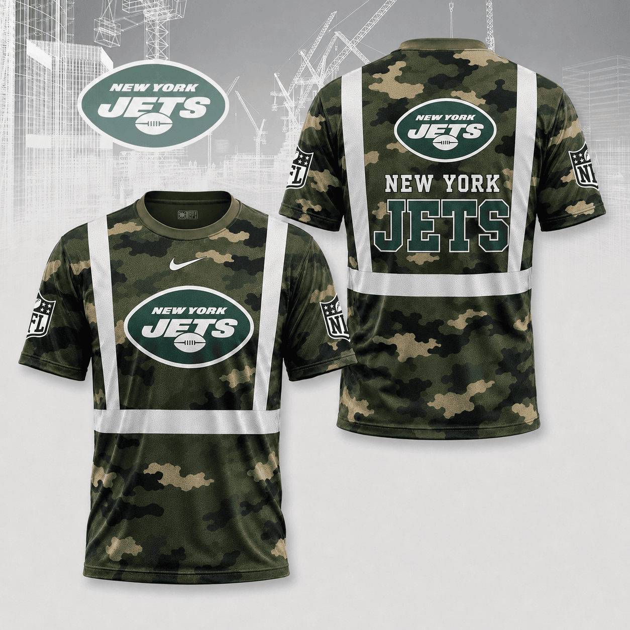 New York Jets | Premium NFL Army Camo Hi-Vis 3D Shirt NY