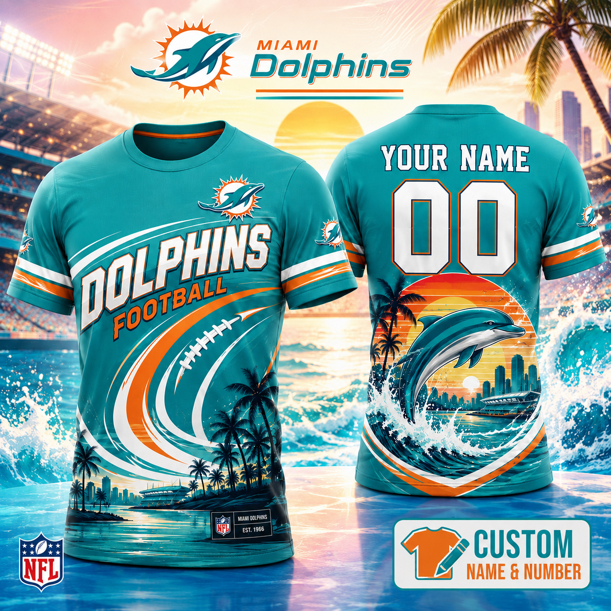 Miami Dolphins | Premium Personalized NFL 3D Shirt Custom For Fans NNK
