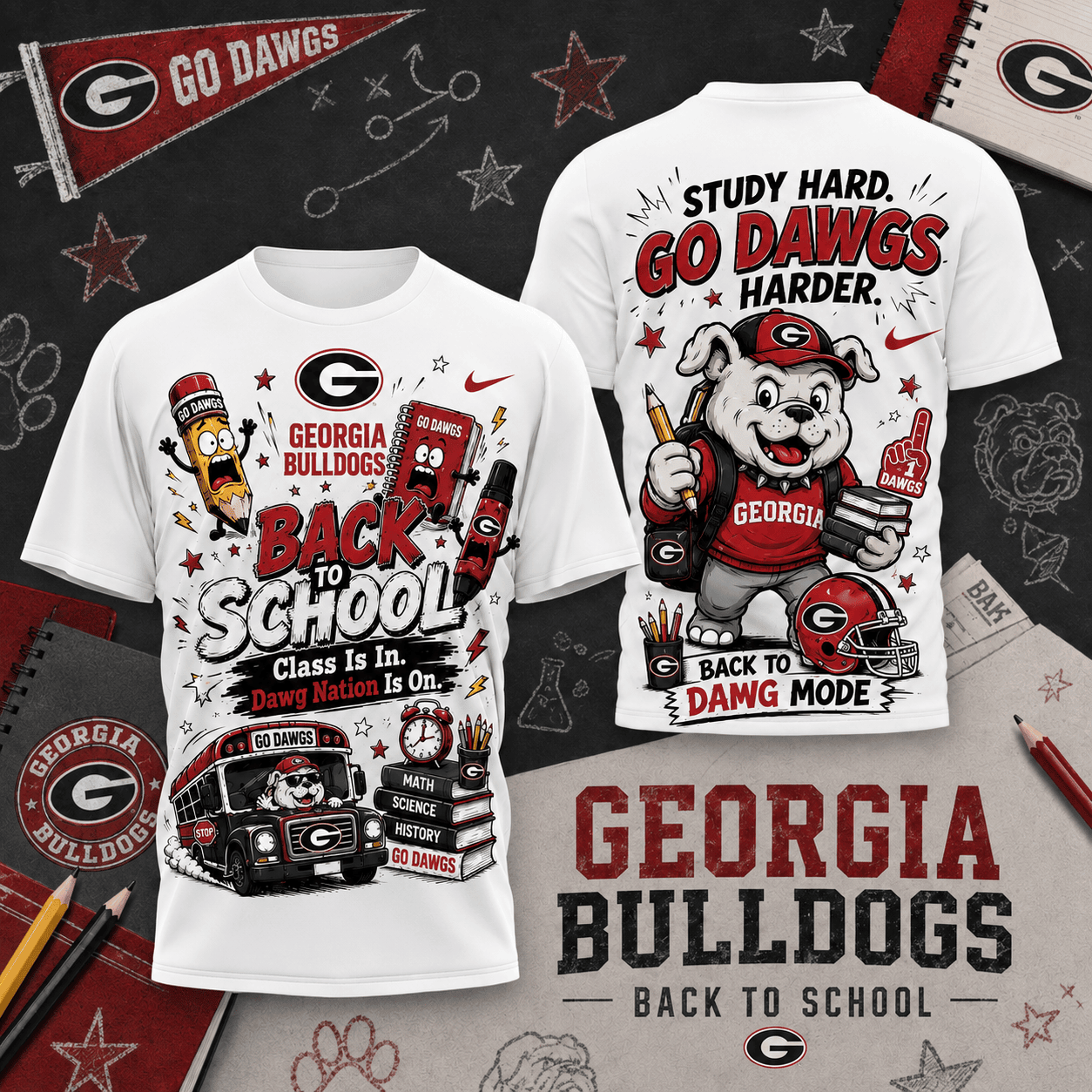 Georgia Bulldogs | Premium NCAA Back To School T-Shirt TD