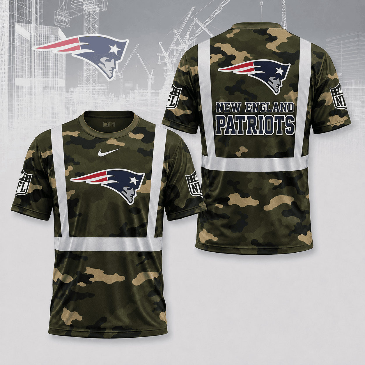 New England Patriots | Premium NFL Army Camo Hi-Vis 3D Shirt NY