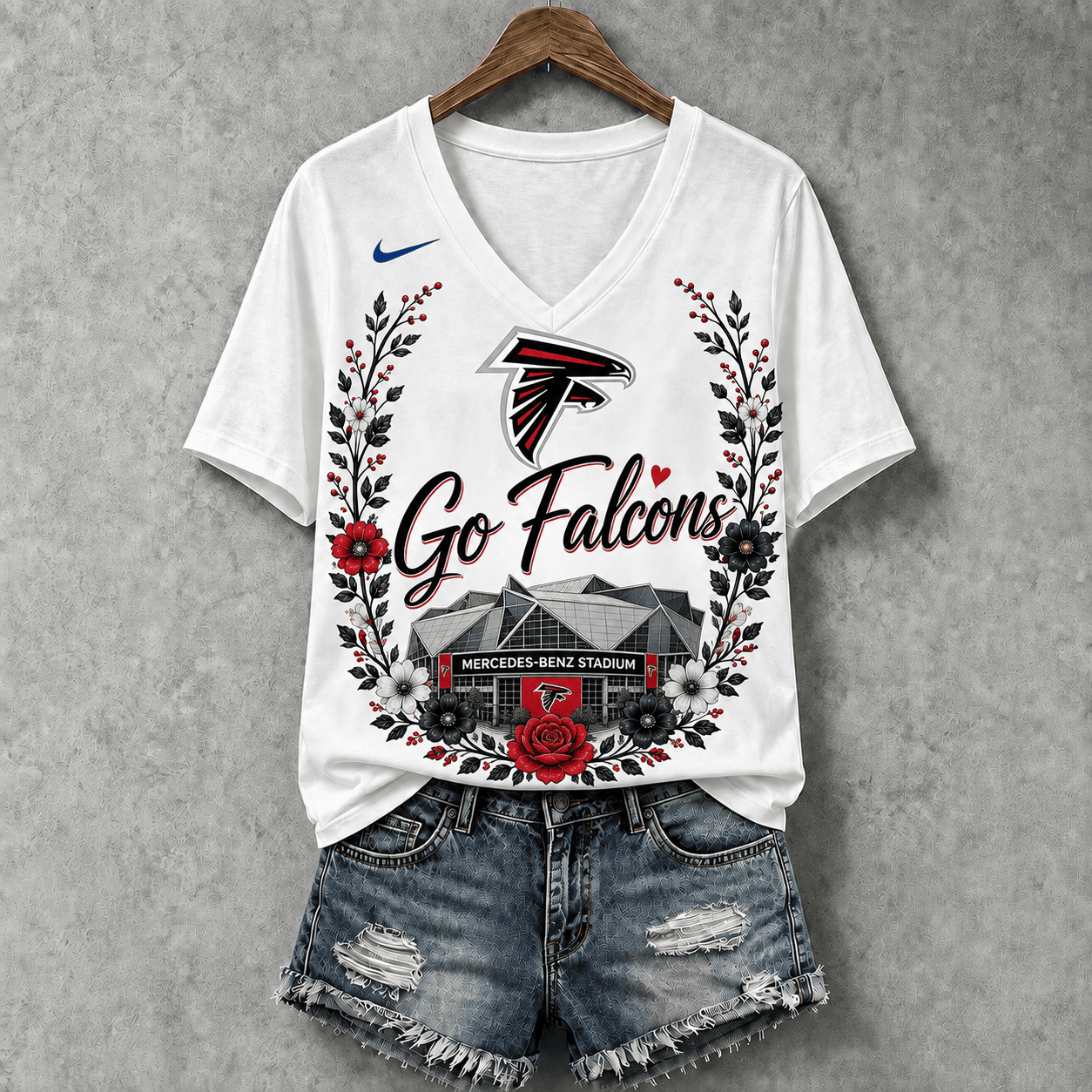 Atlanta Falcons | Premium NFL Floral Stadium Football Fan V-neck NY