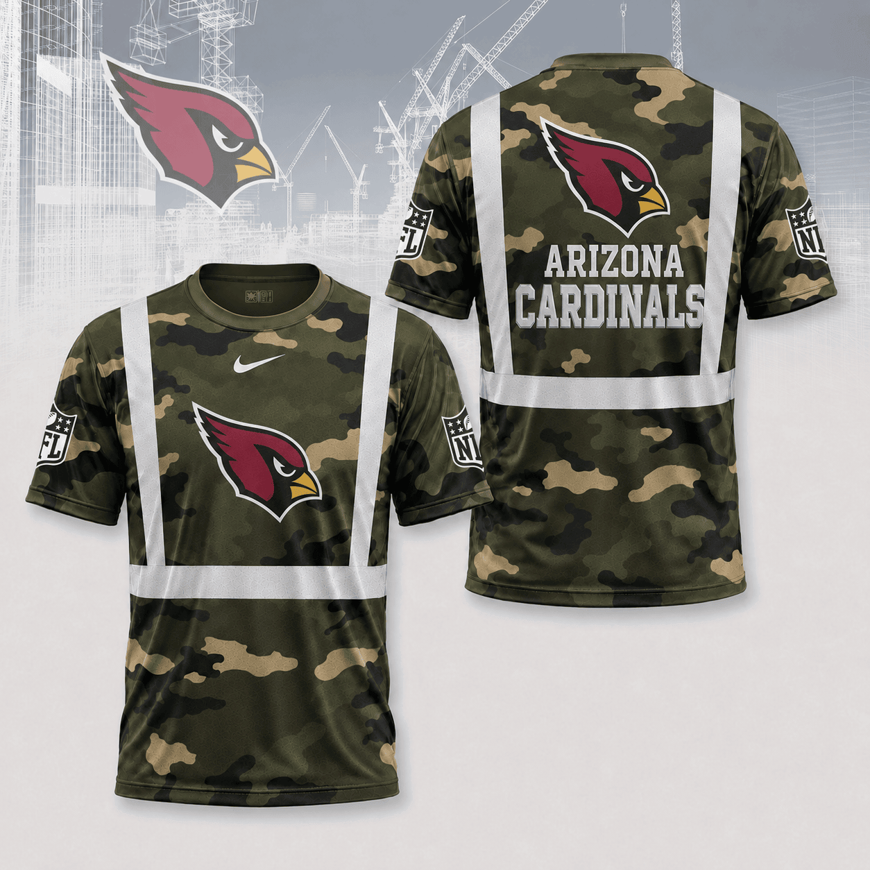 Arizona Cardinals | Premium NFL Army Camo Hi-Vis 3D Shirt NY