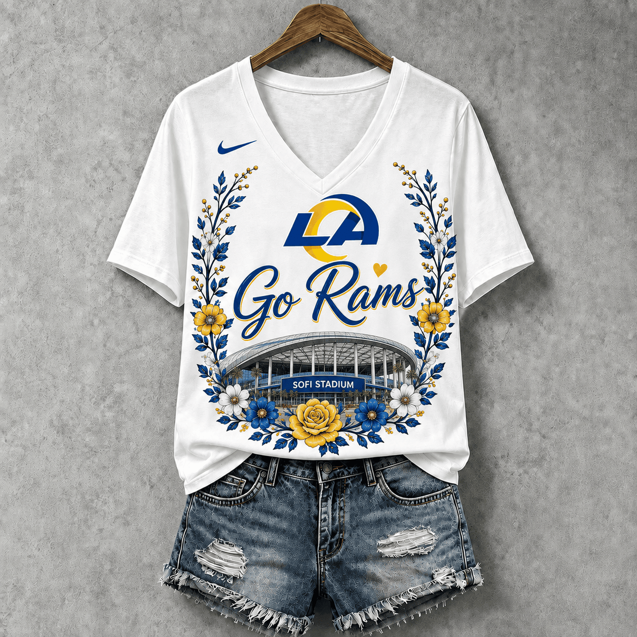 Los Angeles Rams | Premium NFL Floral Stadium Football Fan V-neck NY