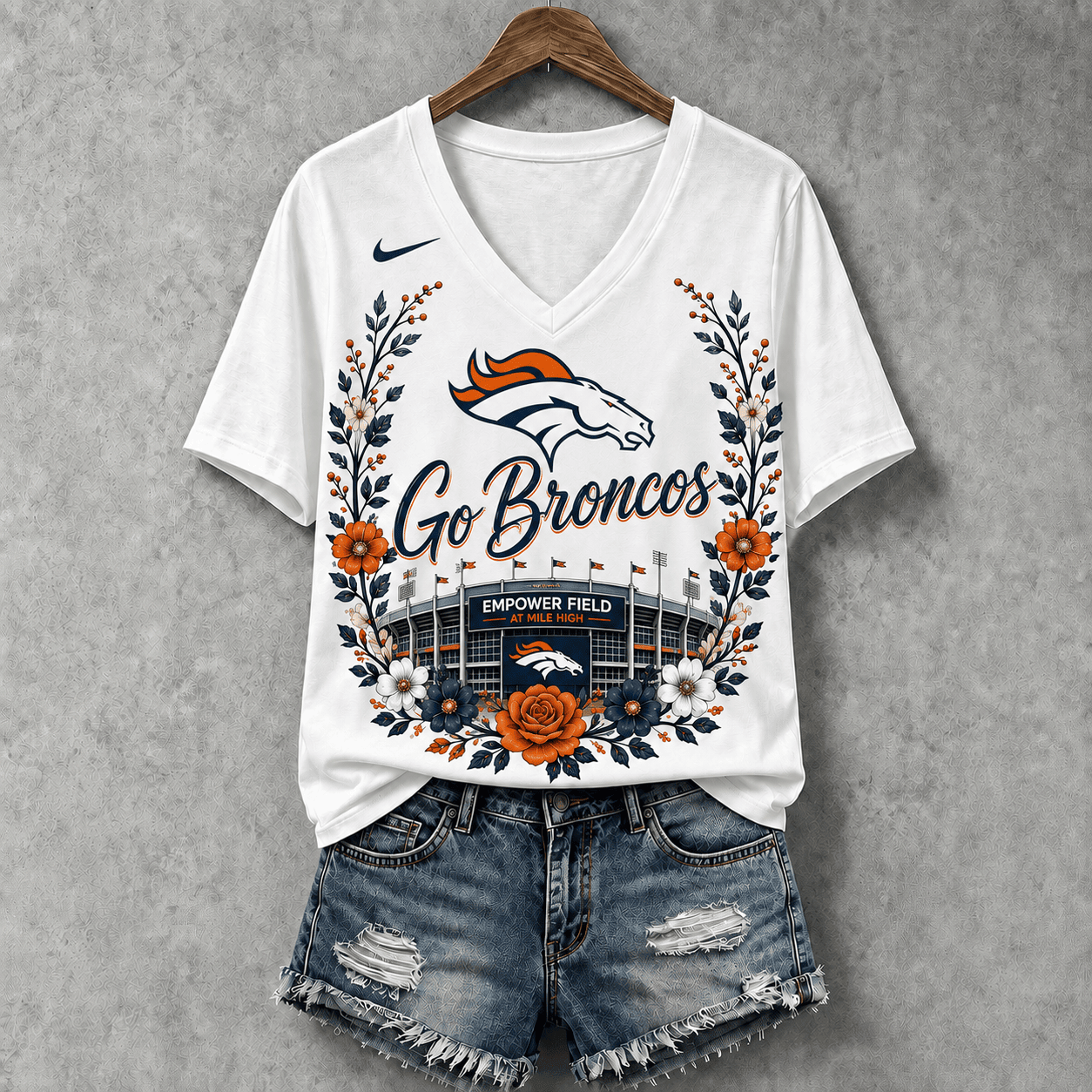 Denver Broncos | Premium NFL Floral Stadium Football Fan V-neck NY