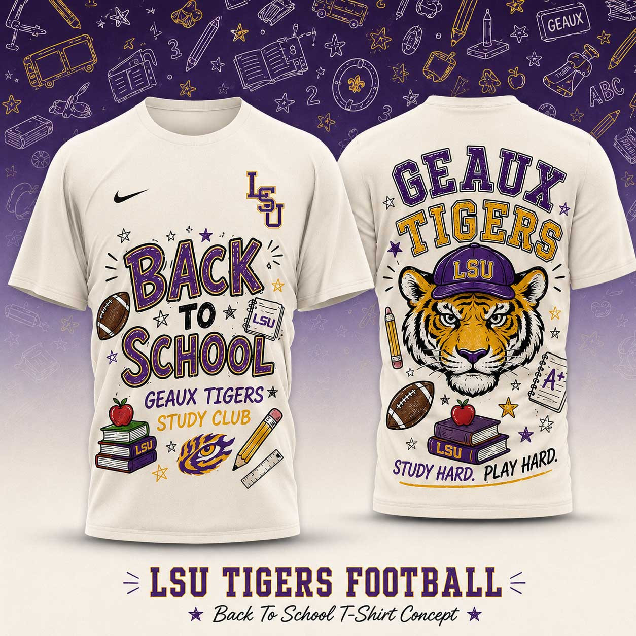 LSU Tigers | Premium NCAA Back To School Study Club T-Shirt TD