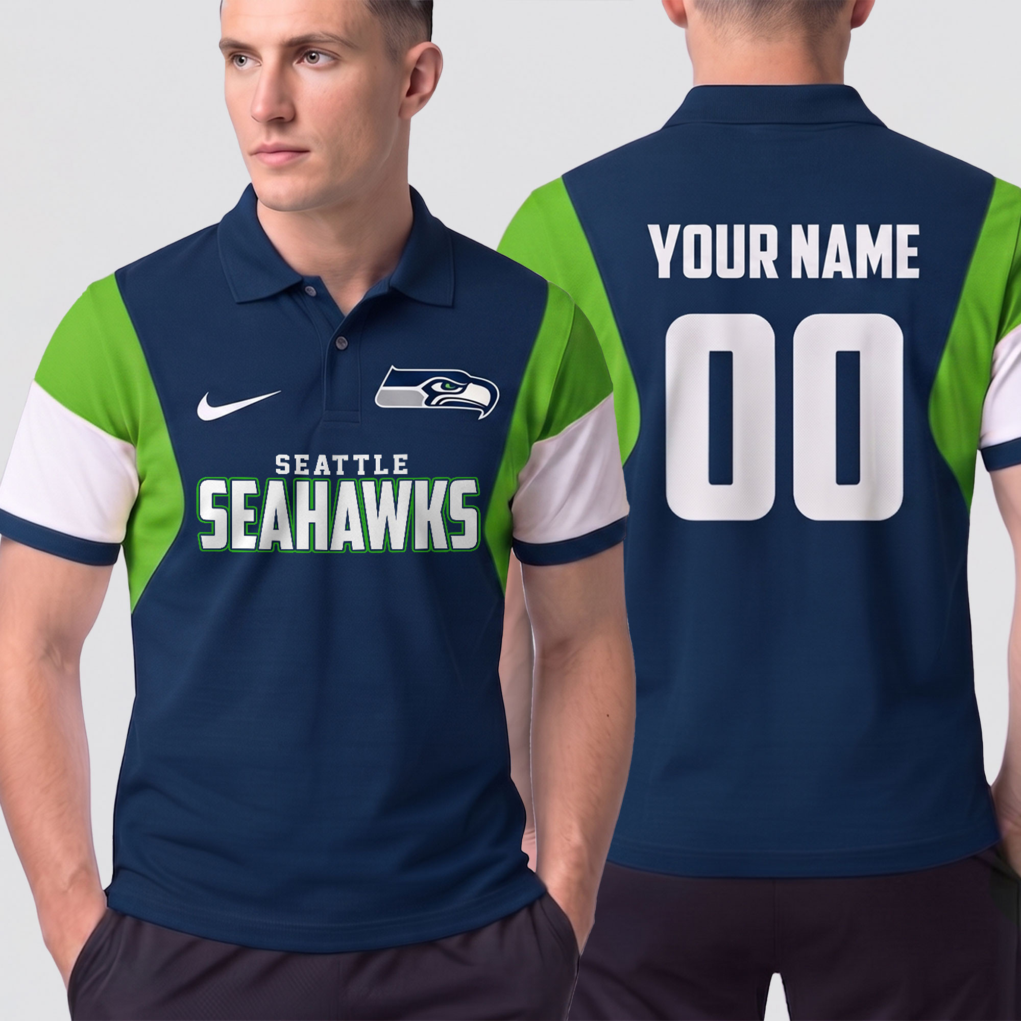Seattle Seahawks | Premium NFL Own The Game Custom Number Polo NTH1