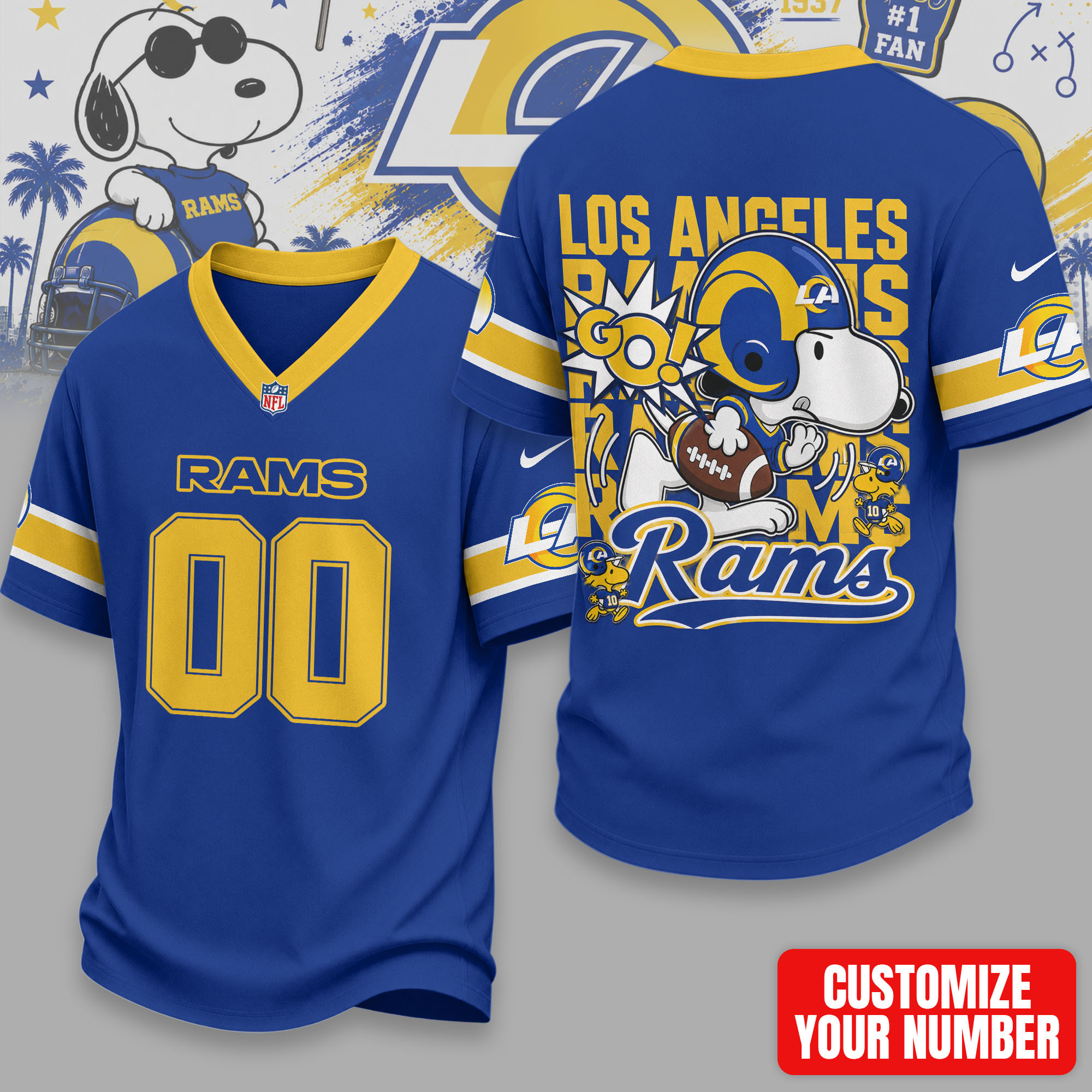Los Angeles Rams | Premium Sunday Huddle Custom Number Jersey NTH1