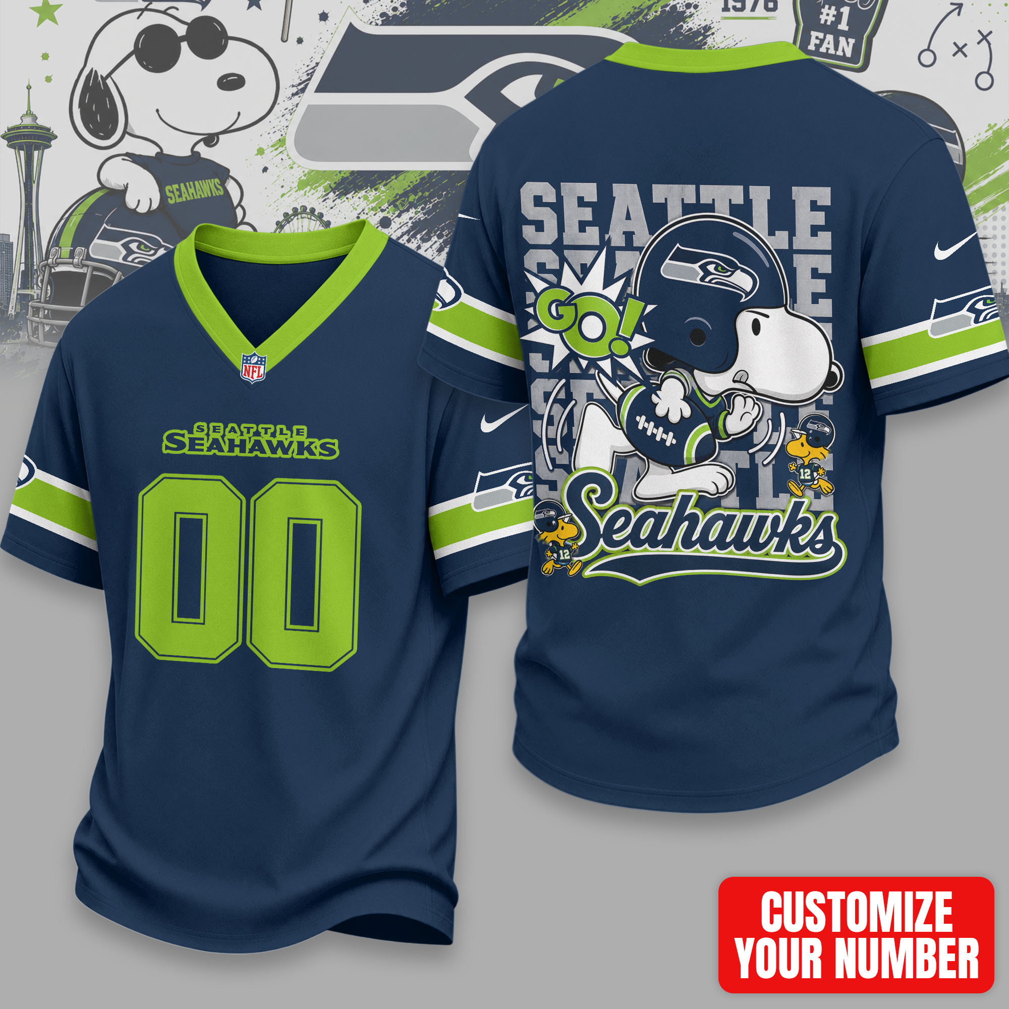 Seattle Seahawks | Premium Sunday Huddle Custom Number Jersey NTH1