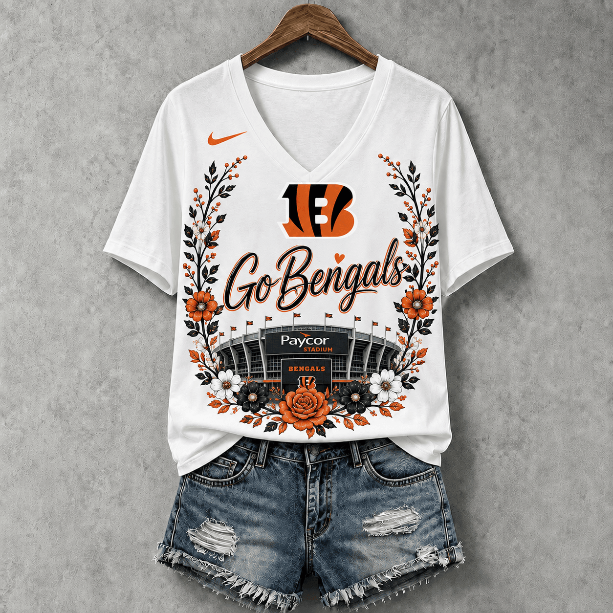 Cincinnati Bengals | Premium NFL Floral Stadium Football Fan V-neck NY