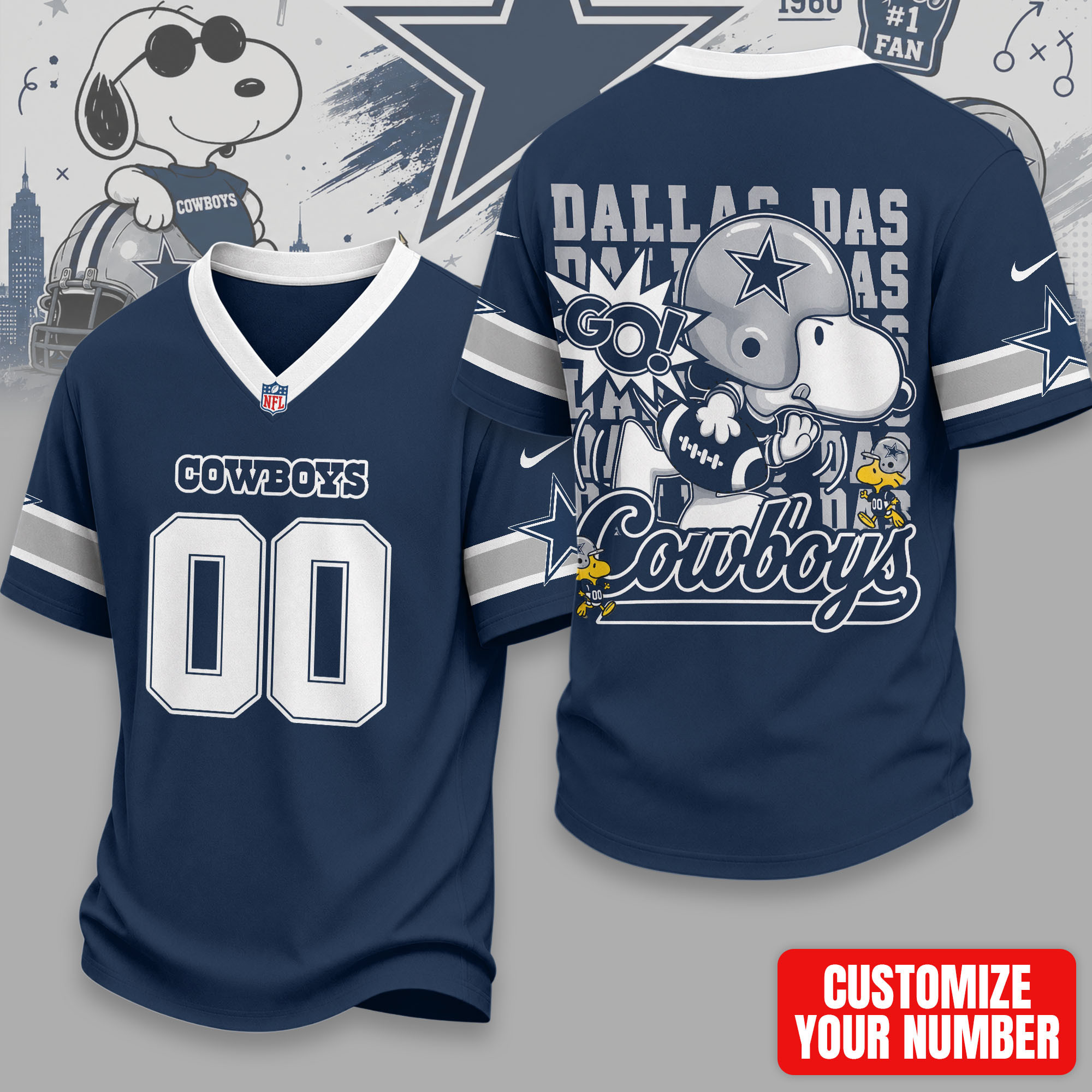 Dallas Cowboys | Premium Sunday Huddle Custom Number Jersey NTH1