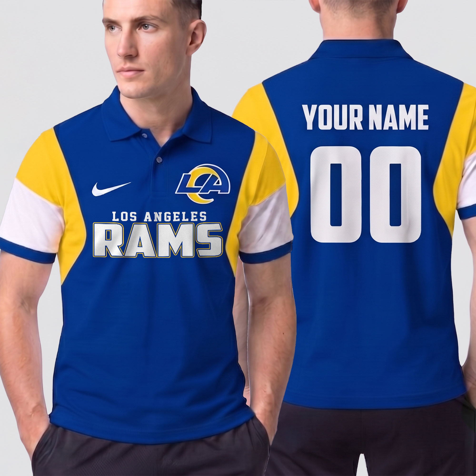 Los Angeles Rams | Premium NFL Own The Game Custom Number Polo NTH1