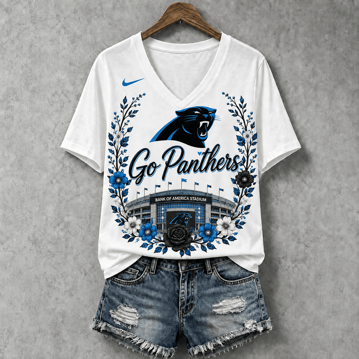 Carolina Panthers | Premium NFL Floral Stadium Football Fan V-neck NY