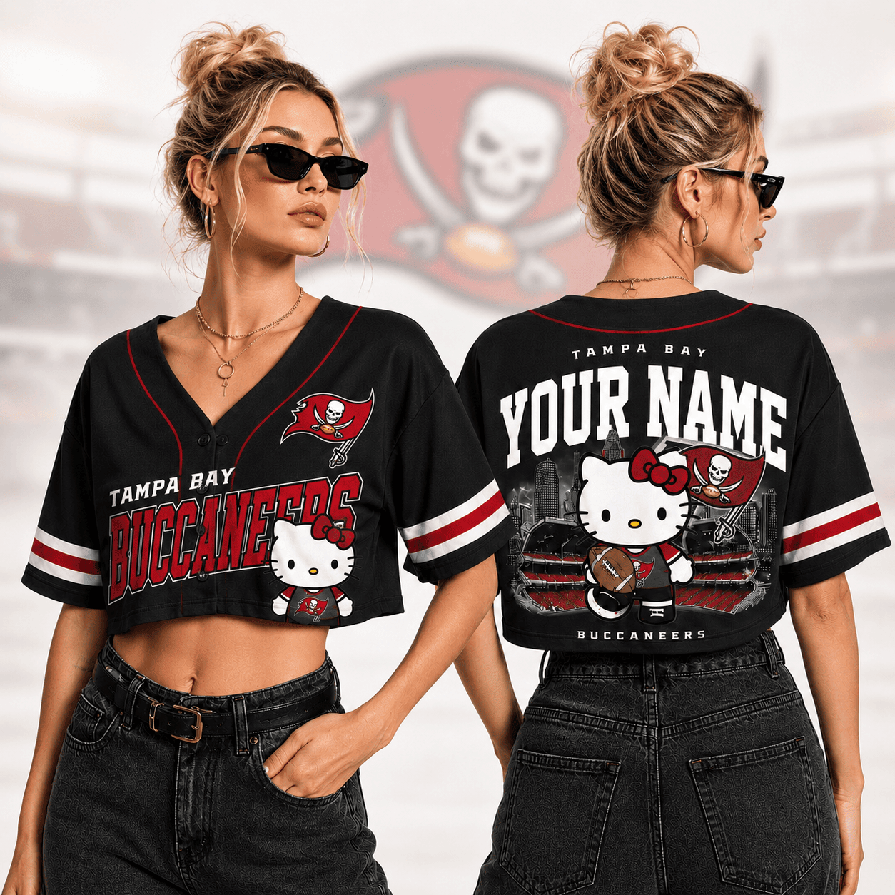 Tampa Bay Buccaneers | Premium NFL Personalized Hello Kitty Croptop Jersey NNK