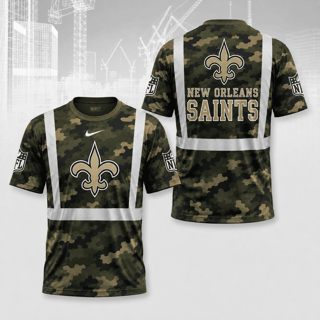 New Orleans Saints | Premium NFL Army Camo Hi-Vis 3D Shirt NY