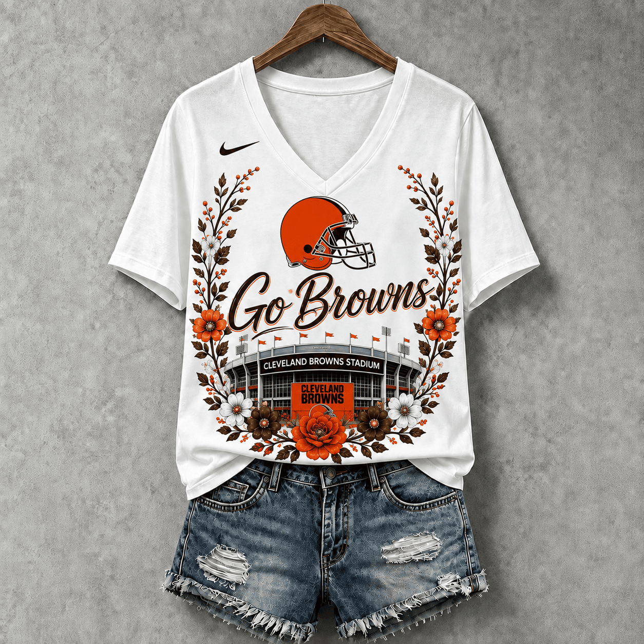 Cleveland Browns | Premium NFL Floral Stadium Football Fan V-neck NY