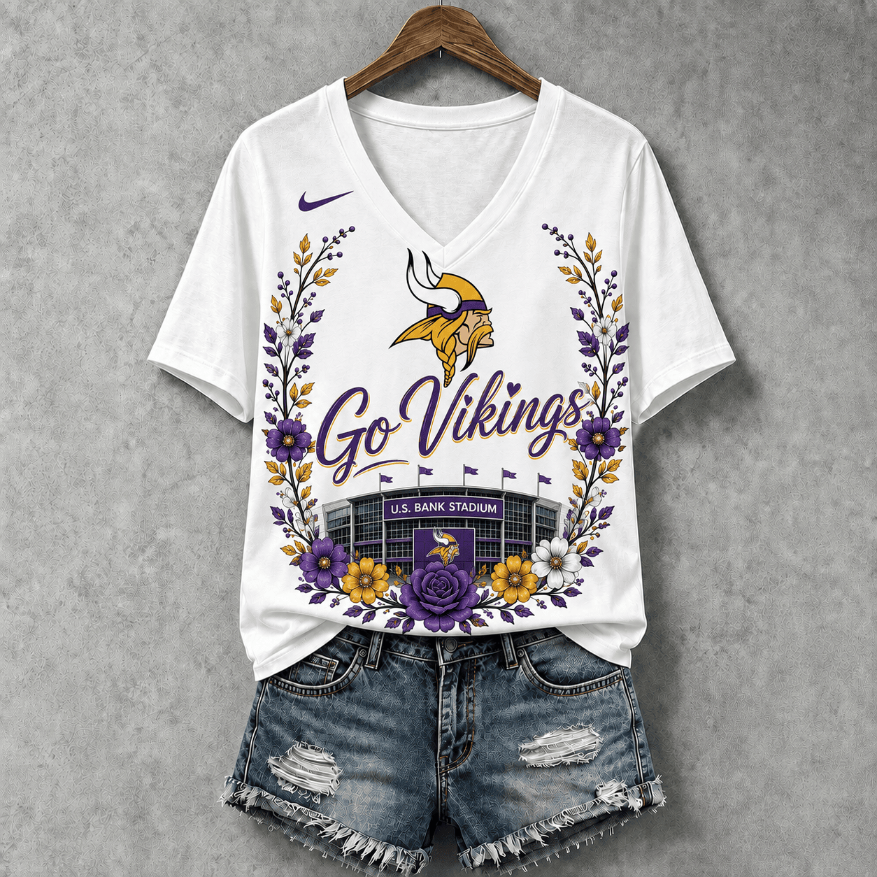Minnesota Vikings | Premium NFL Floral Stadium Football Fan V-neck NY