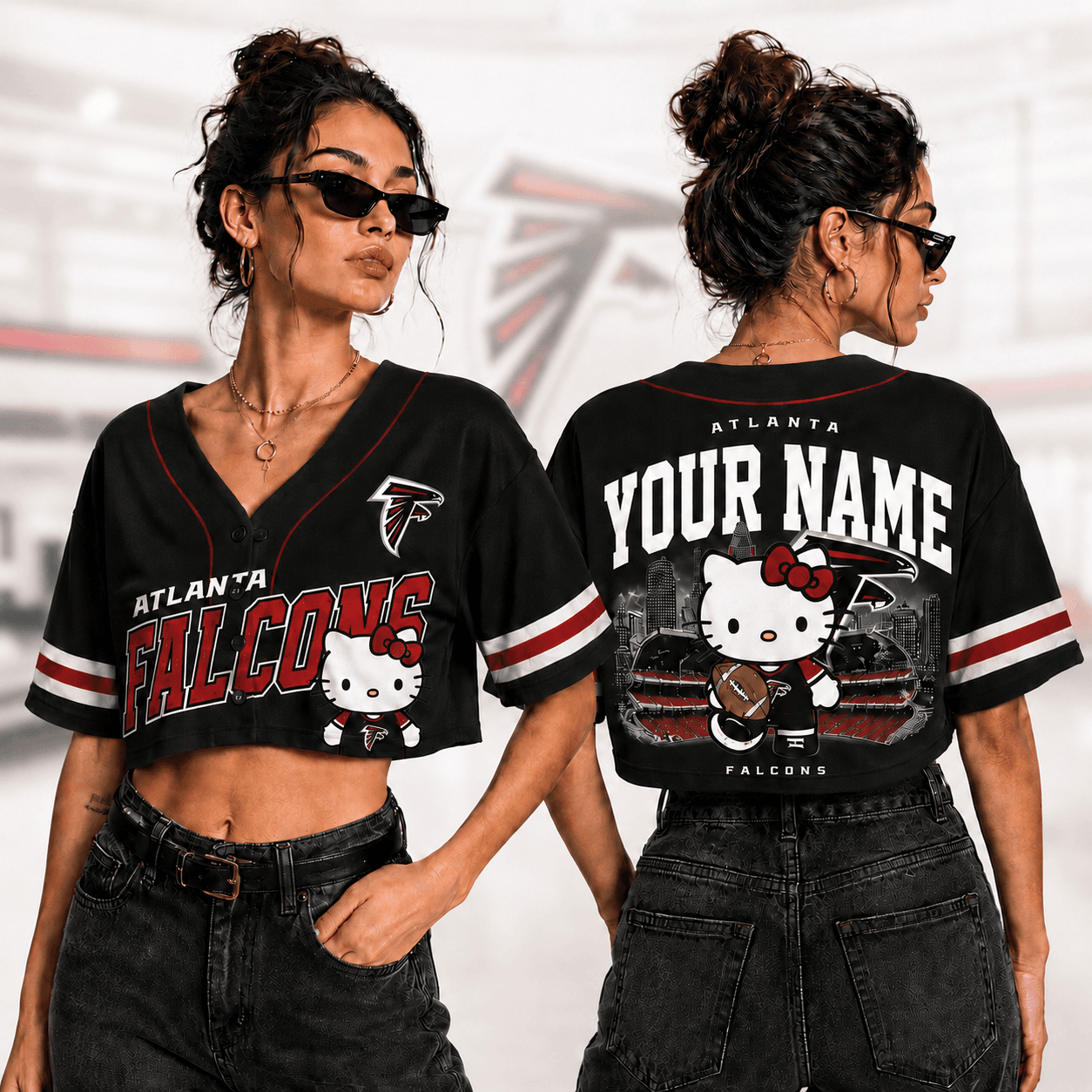 Atlanta Falcons | Premium NFL Personalized Hello Kitty Croptop Jersey NNK