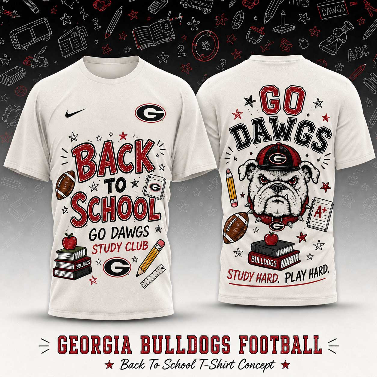 Georgia Bulldogs | Premium NCAA Back To School Study Club T-Shirt TD