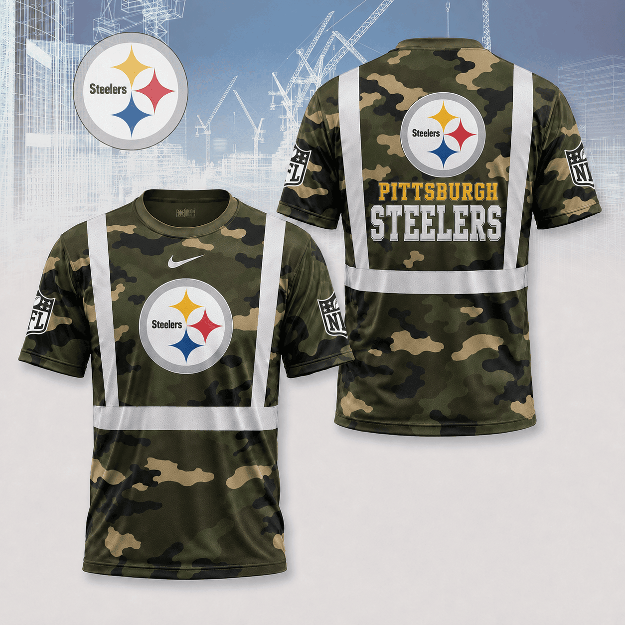 Pittsburgh Steelers | Premium NFL Army Camo Hi-Vis 3D Shirt NY
