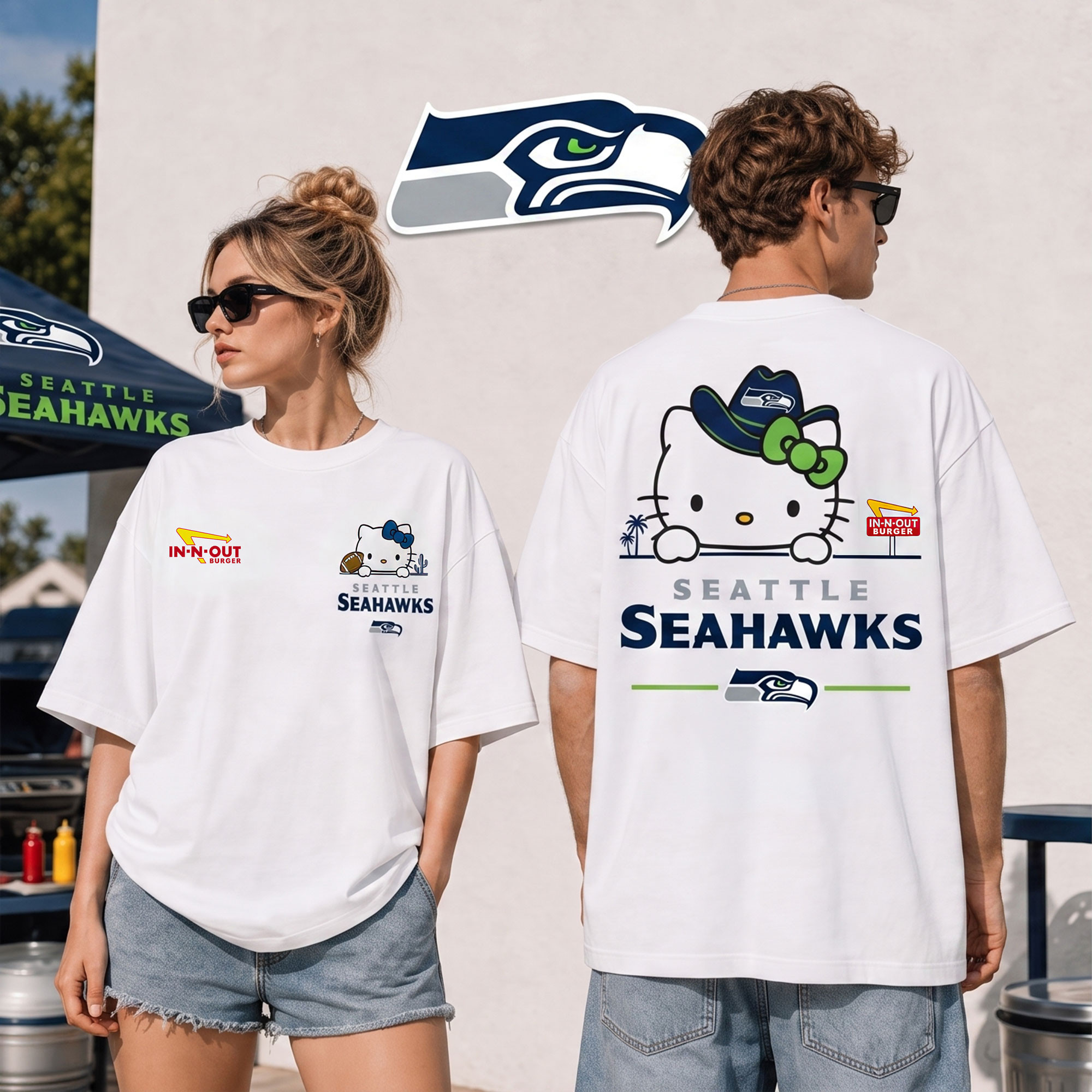 Seattle Seahawks | Premium NFL Kitty Burger Game Day 3D Shirt NTH1