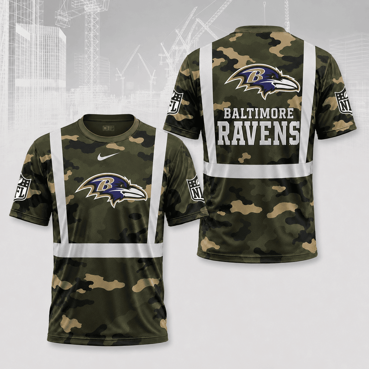 Baltimore Ravens | Premium NFL Army Camo Hi-Vis 3D Shirt NY
