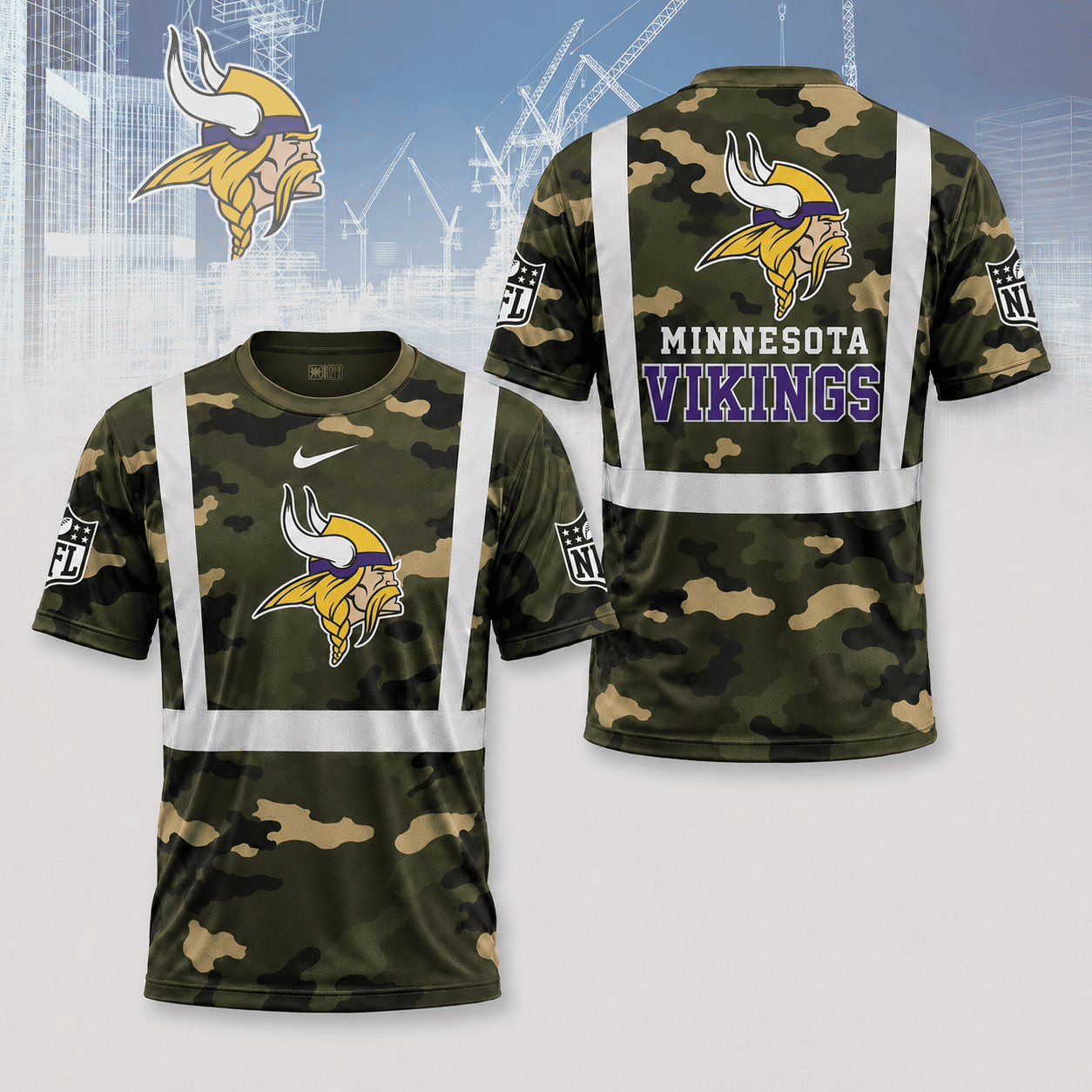 Minnesota Vikings | Premium NFL Army Camo Hi-Vis 3D Shirt NY