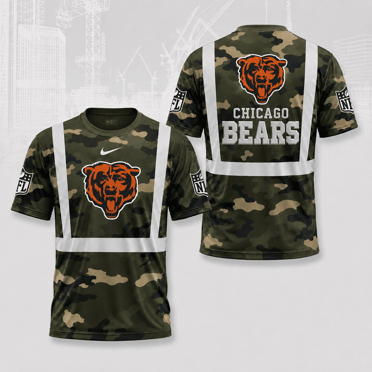 Chicago Bears | Premium NFL Army Camo Hi-Vis 3D Shirt NY