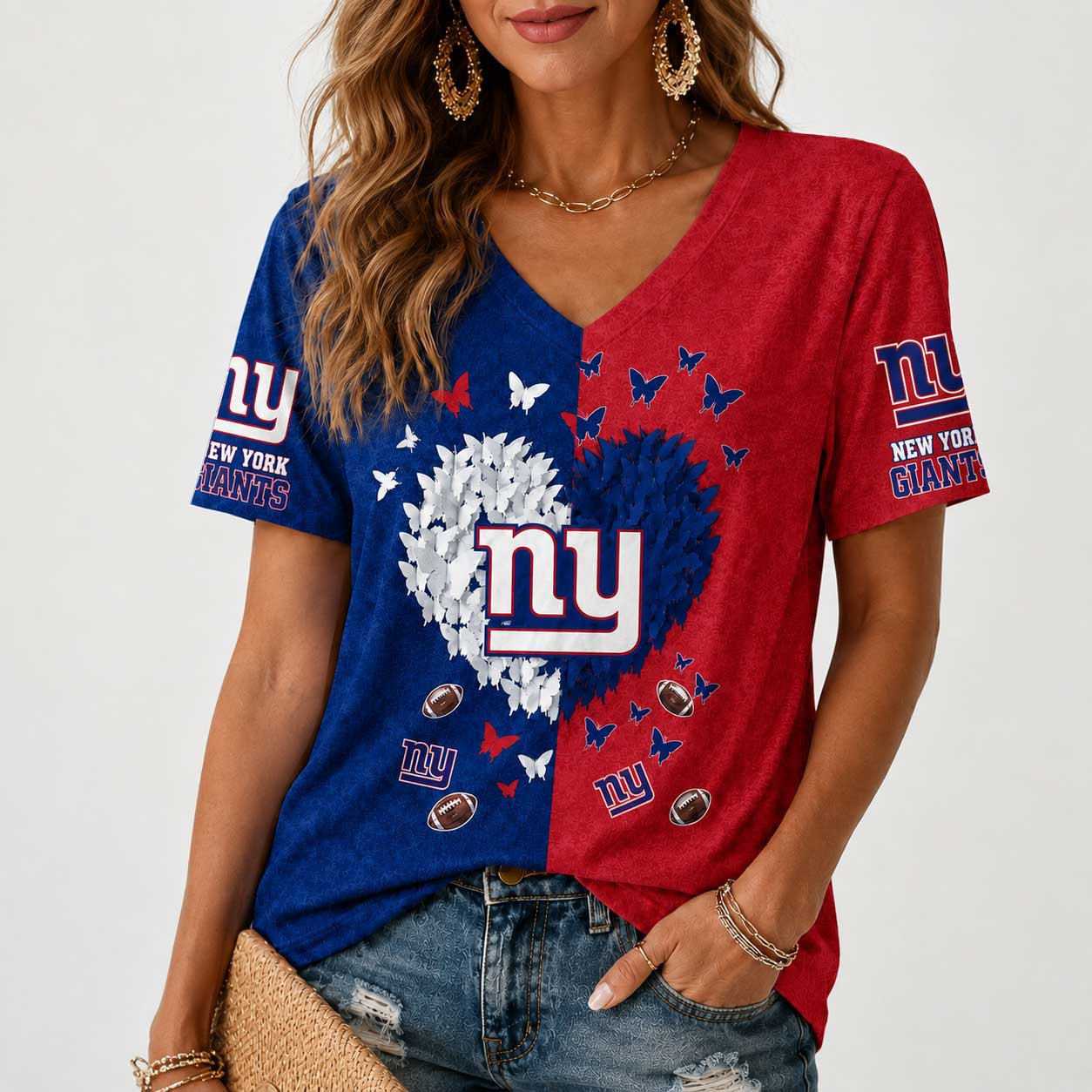 New York Giants | Premium NFL Butterfly Heart V-Neck TD