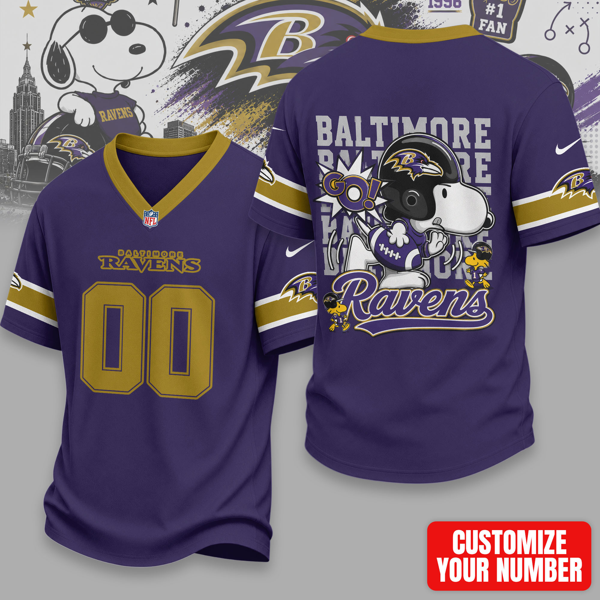 Baltimore Ravens | Premium Sunday Huddle Custom Number Jersey NTH1