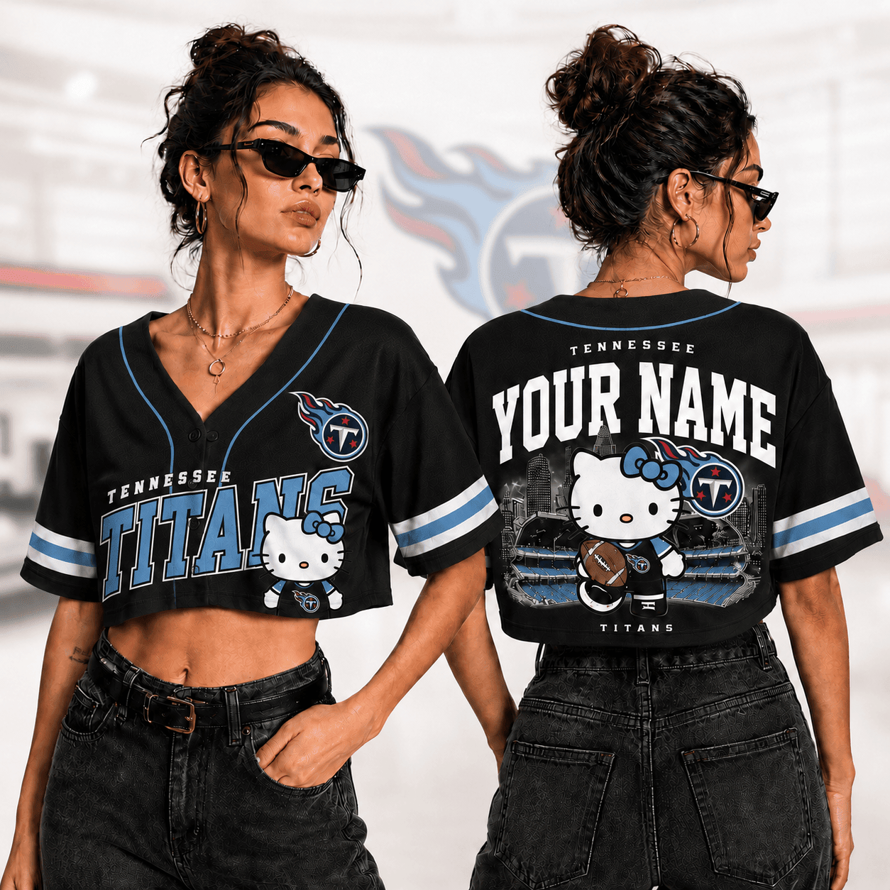 Tennessee Titans | Premium NFL Personalized Hello Kitty Croptop Jersey NNK