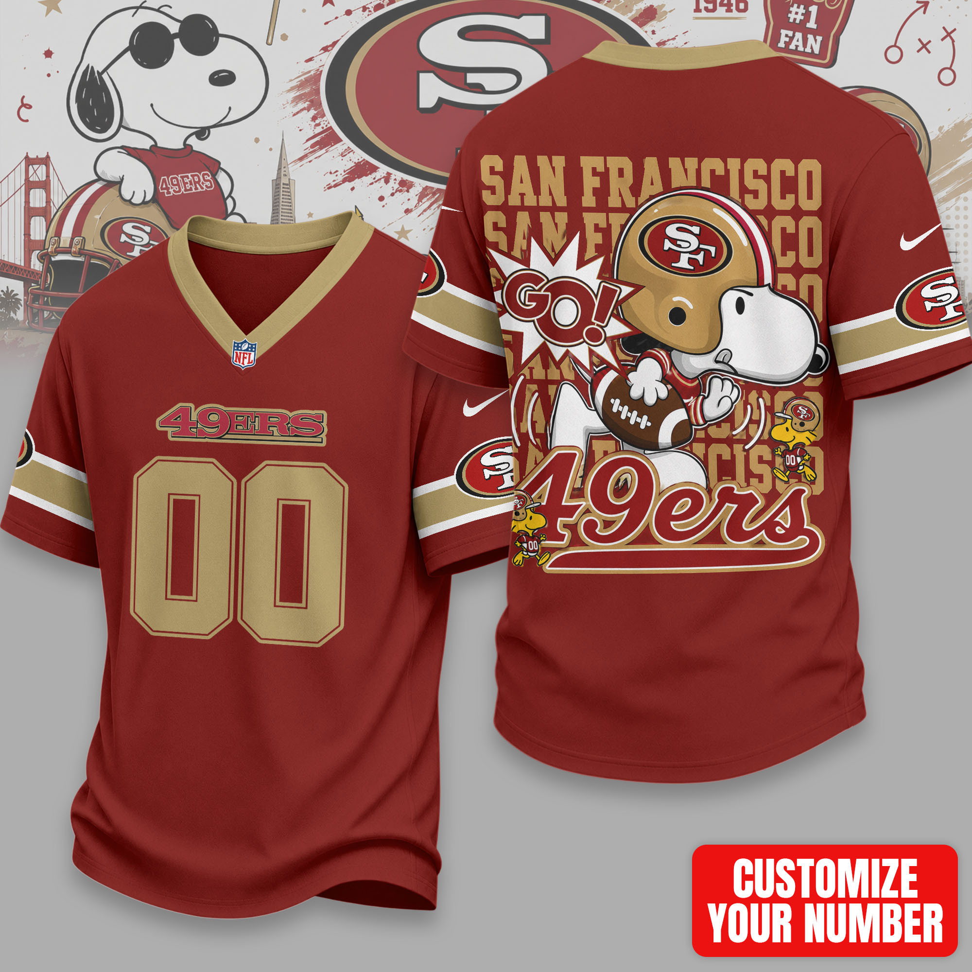 San Francisco 49ers | Premium Sunday Huddle Custom Number Jersey NTH1