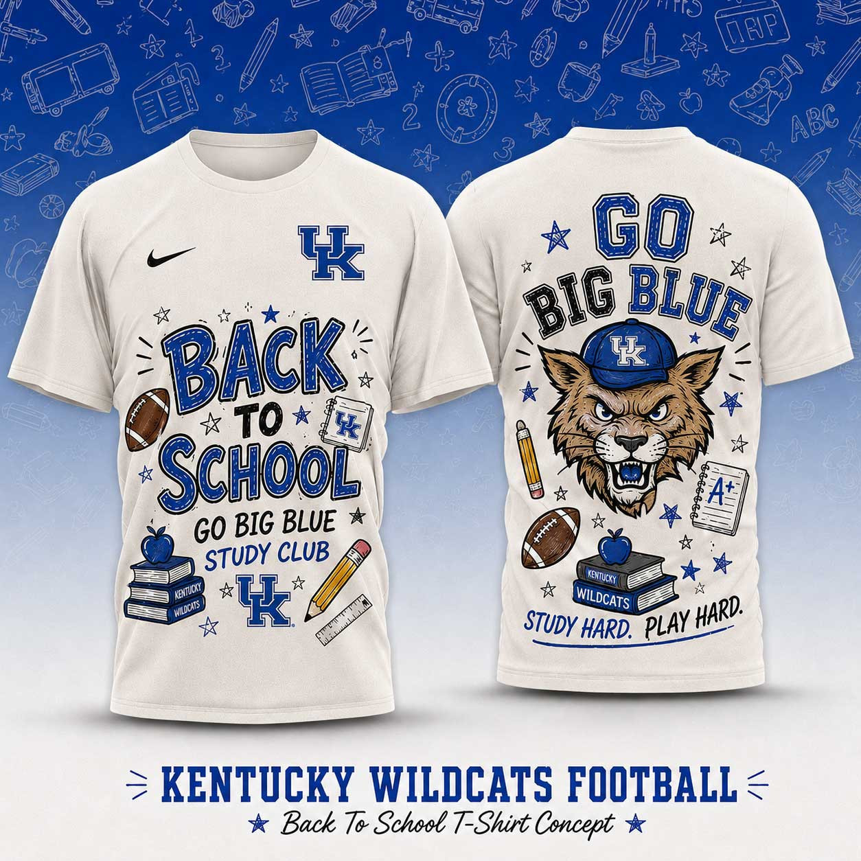 Kentucky Wildcats | Premium NCAA Back To School Study Club T-Shirt TD