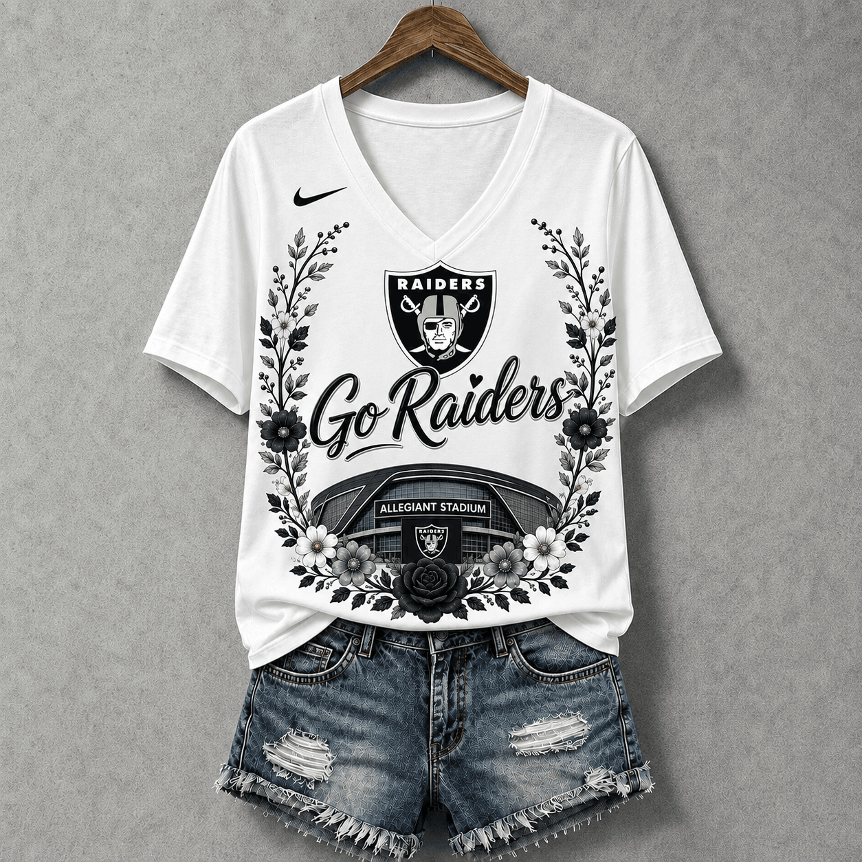 Las Vegas Raiders | Premium NFL Floral Stadium Football Fan V-neck NY
