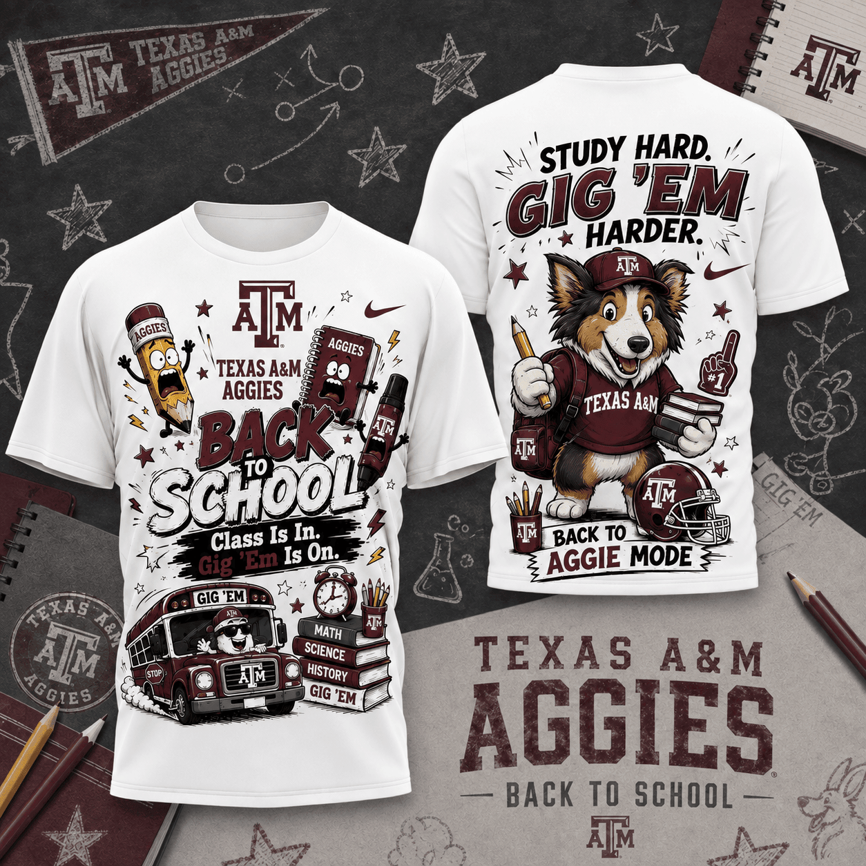Texas A&M Aggies | Premium NCAA Back To School T-Shirt TD