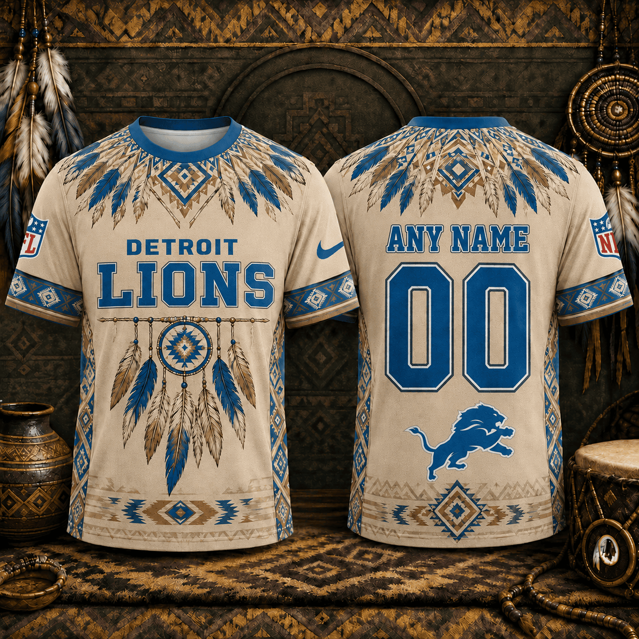 Detroit Lions | Premium NFL Native American Heritage 3D Shirt NY